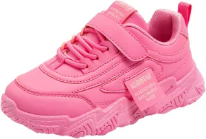 Fashion All Seasons Children Sports Shoes Girls Flat Sole Thick Sole Non Slip Light Lace Up Hook Loop Sneaker Size 5
