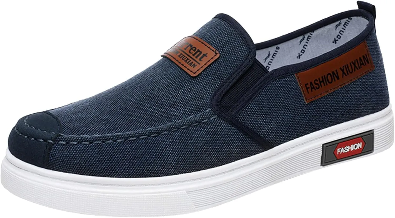 Fashion Men Casual Shoes Flat Bottom Round Toe Canvas Shallow Mouth Wear Solid Color Comfortable Casual Work Shoes Men