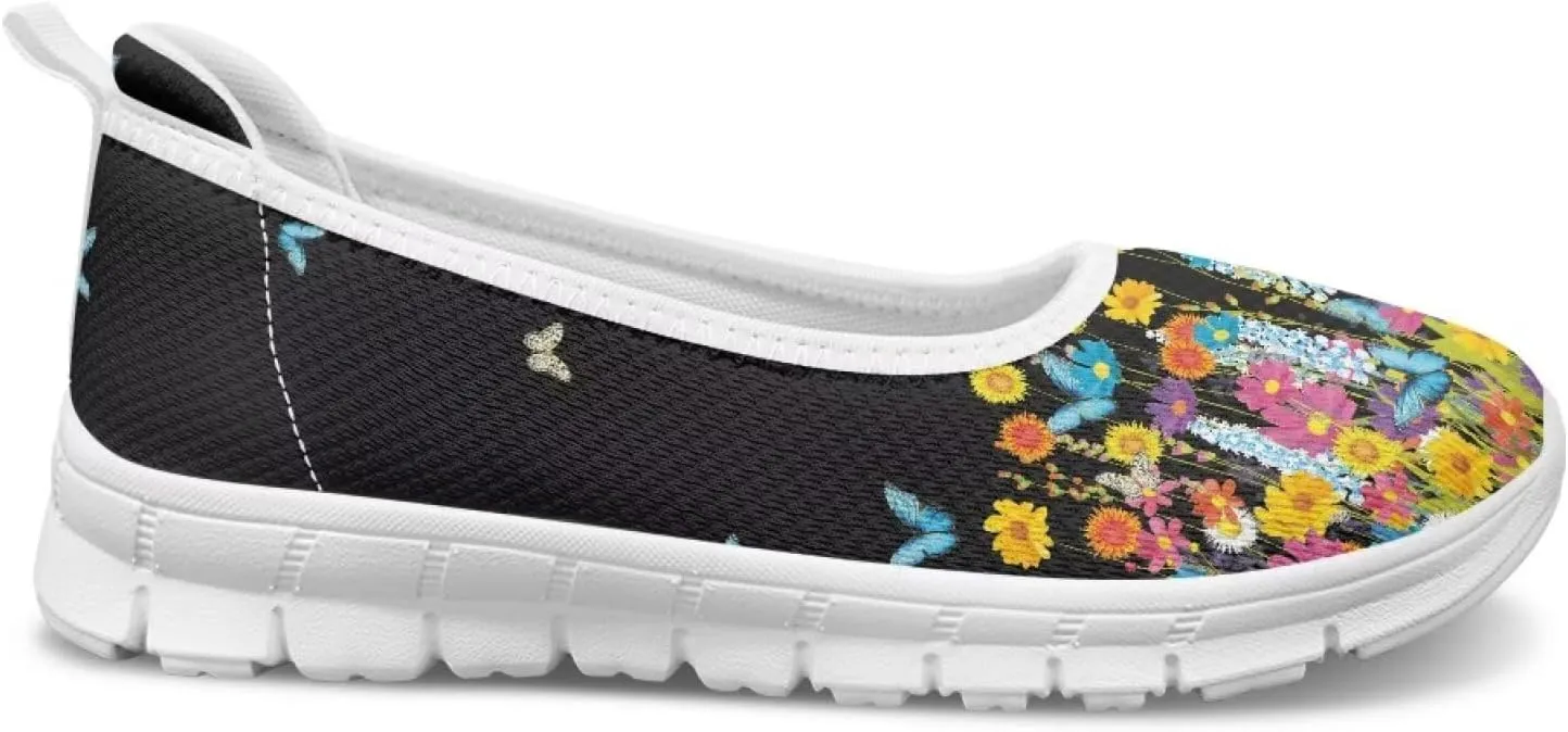Fashion Sneakers for Women Printing Shoes Lightweight Walking Flying Mesh Casual Slip Ons Comfortable Art Painted Soft Cherry Blossoms ShoesUS Size 6-11