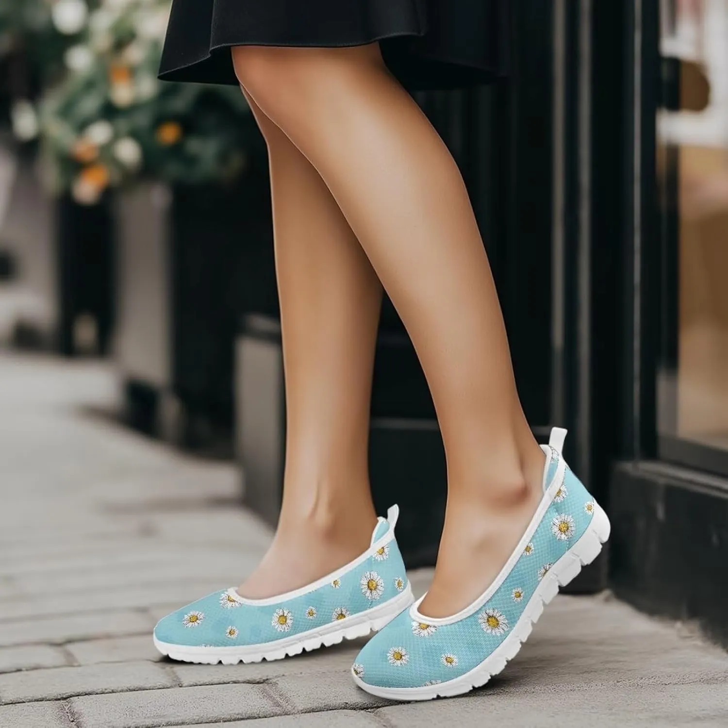 Fashion Sneakers for Women Printing Shoes Lightweight Walking Flying Mesh Casual Slip Ons Comfortable Art Painted Soft Cherry Blossoms ShoesUS Size 6-11