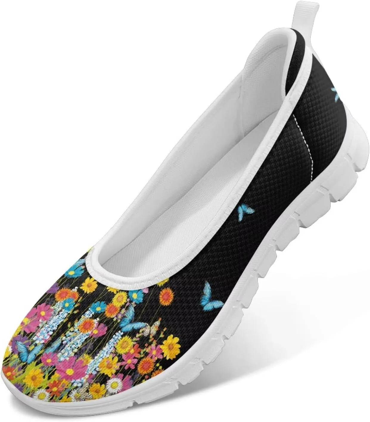 Fashion Sneakers for Women Printing Shoes Lightweight Walking Flying Mesh Casual Slip Ons Comfortable Art Painted Soft Cherry Blossoms ShoesUS Size 6-11