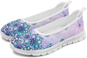 Fashion Sneakers for Women Printing Shoes Lightweight Walking Flying Mesh Casual Slip Ons Comfortable Art Painted Soft Cherry Blossoms ShoesUS Size 6-11