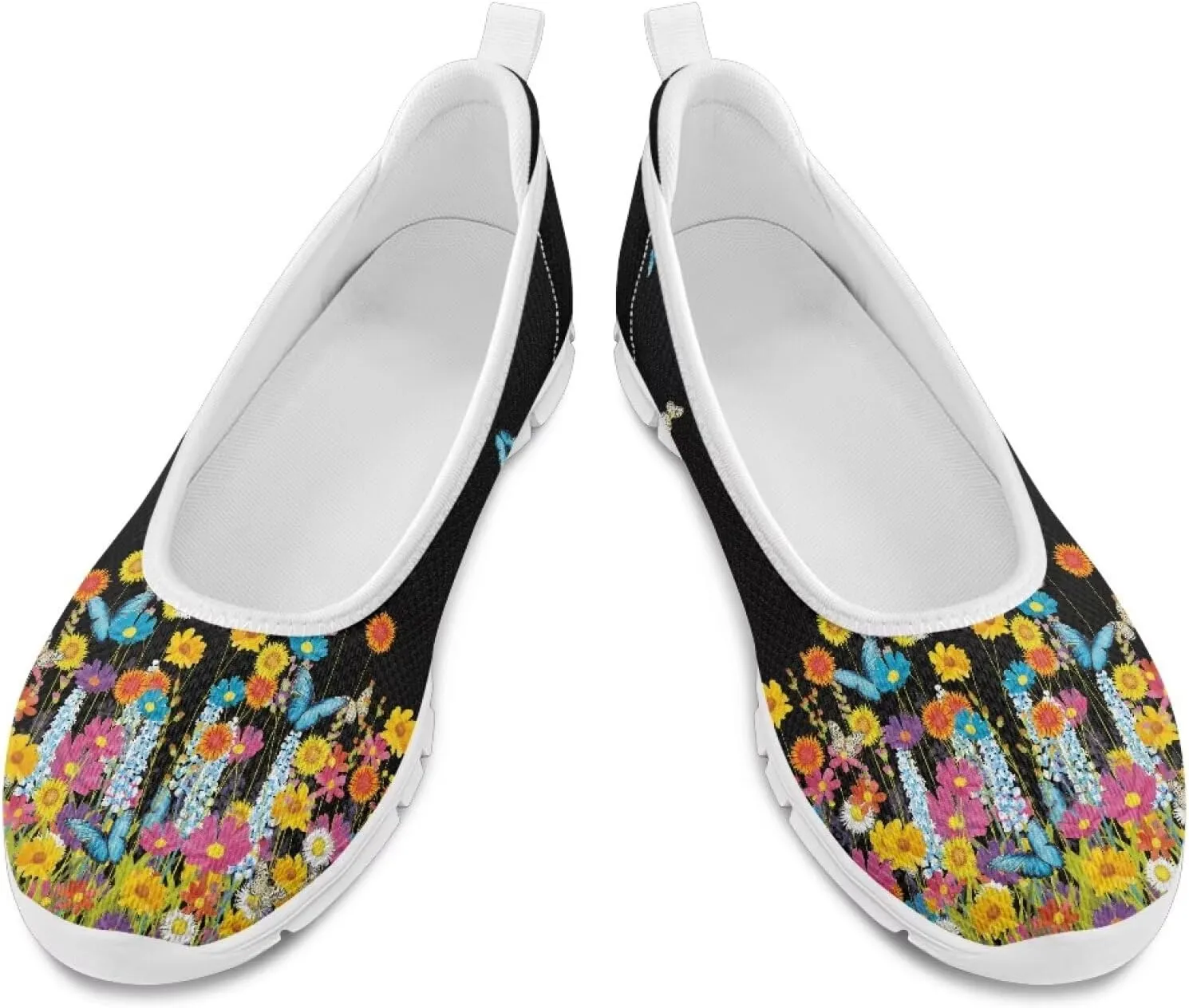 Fashion Sneakers for Women Printing Shoes Lightweight Walking Flying Mesh Casual Slip Ons Comfortable Art Painted Soft Cherry Blossoms ShoesUS Size 6-11