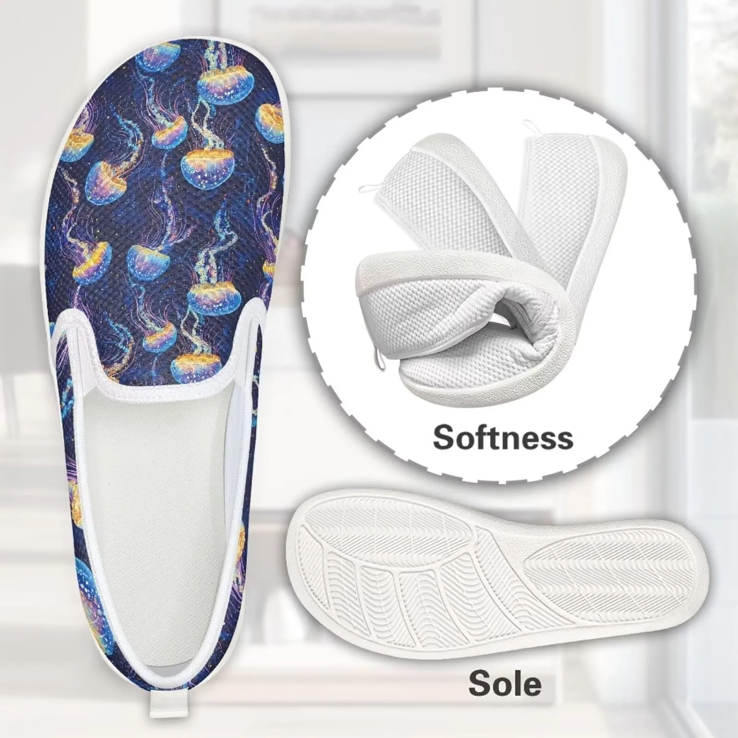 Fashion Sneakers for Women Shoes Lightweight Walking Casual Slip Ons Comfortable Art Painted Soft Athletic Travel Shoes for Ladies Sea Serise US Size 6-11