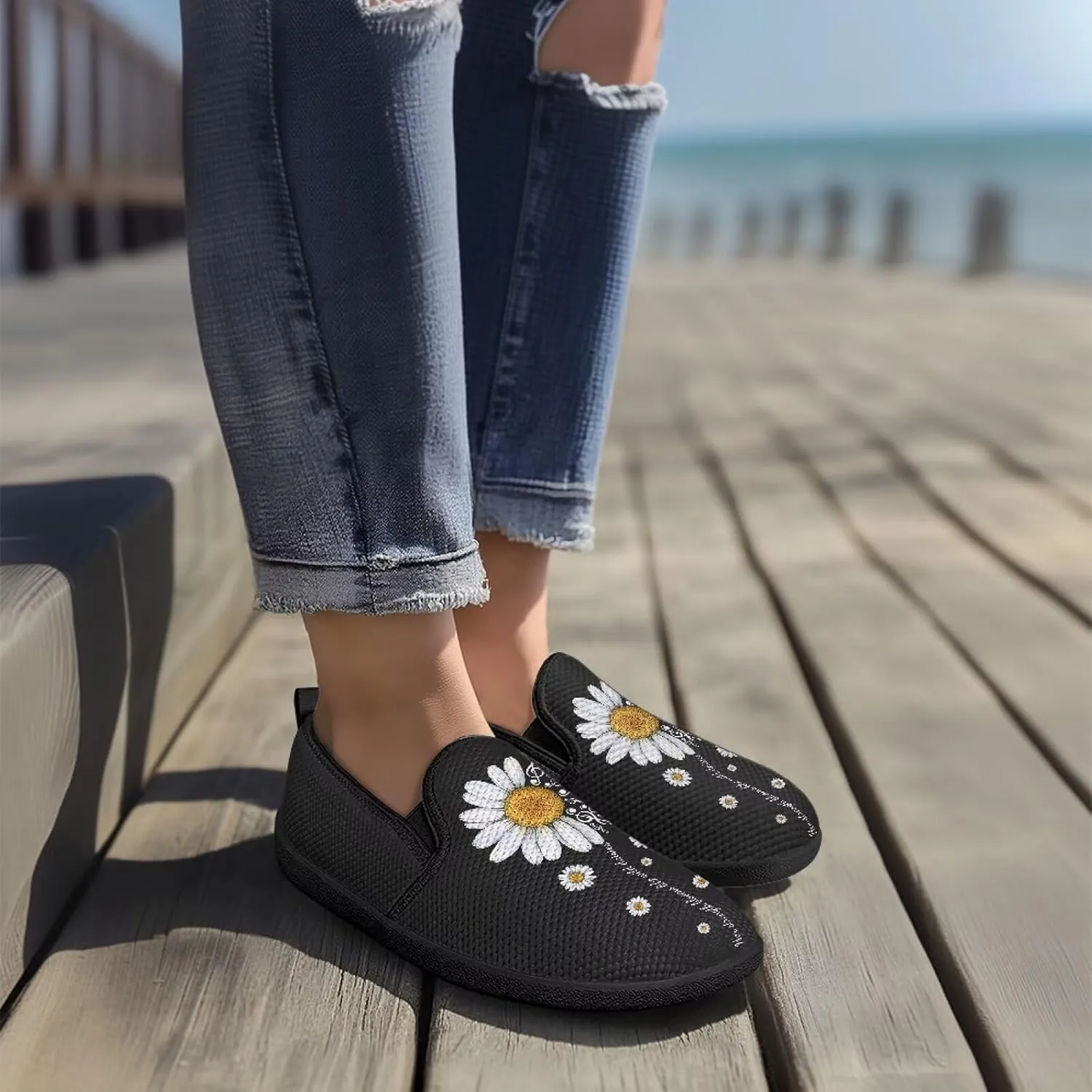 Fashion Sneakers for Women Shoes Lightweight Walking Casual Slip Ons Comfortable Art Painted Soft Athletic Travel Shoes for Ladies Sea Serise US Size 6-11