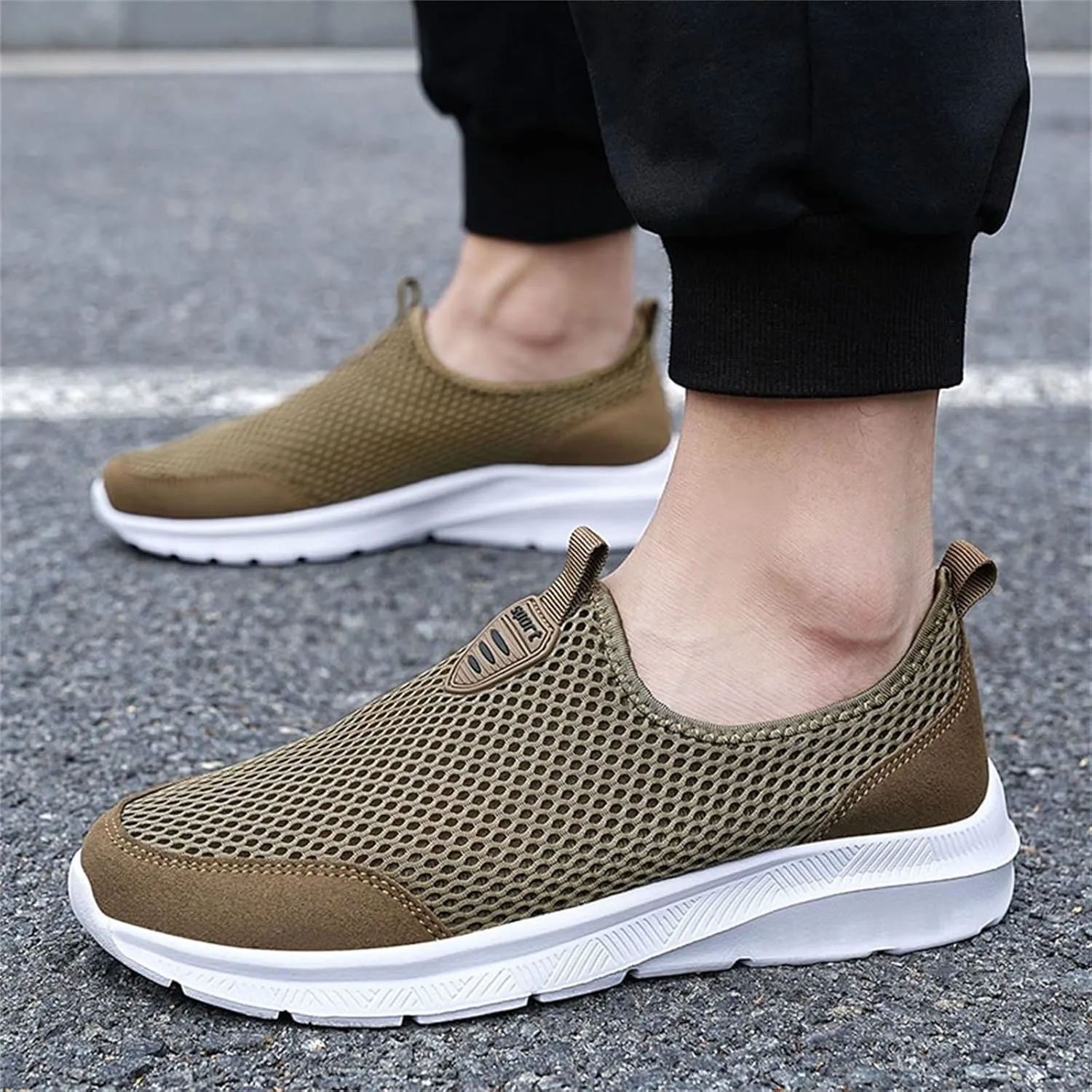Fashion Summer Shoes Men Ultra Breathable Mesh Slip on Lightweight Casual Flat Non Slip Shoes Sneaker for Men Daily Work Outdoor Indoor Workout with Arch Support