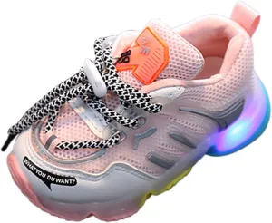 Fashion Trainers LED Breathable Luminous Sneakers for 15M-6Years Little Kids Toddler Baby Girls Boys Light Up Crib Shoes