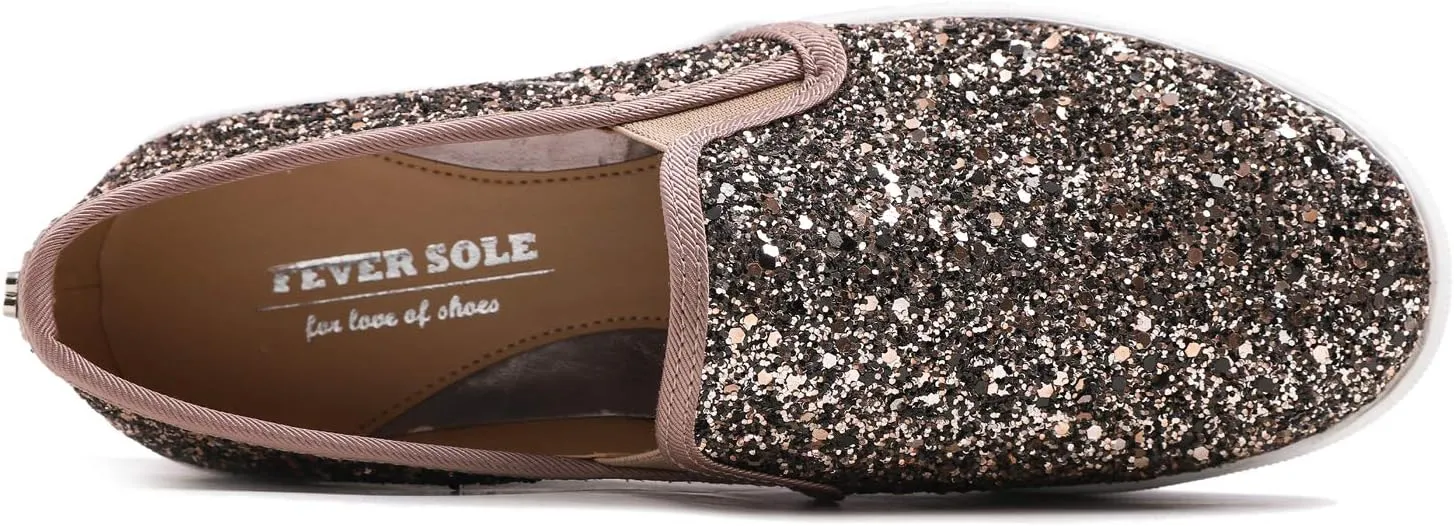 FEVERSOLE Women's Fashion Slip On Sneaker Casual Platform Loafers