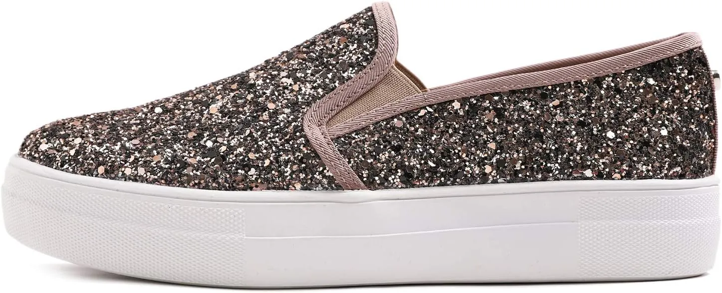 FEVERSOLE Women's Fashion Slip On Sneaker Casual Platform Loafers