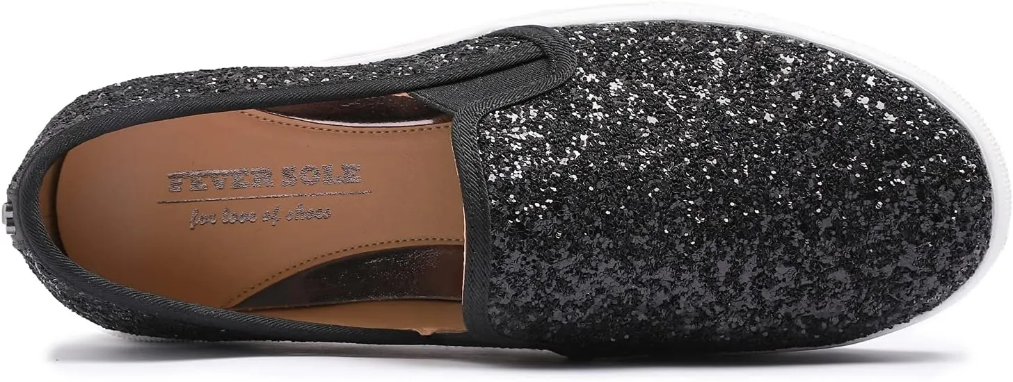 FEVERSOLE Women's Fashion Slip On Sneaker Casual Platform Loafers
