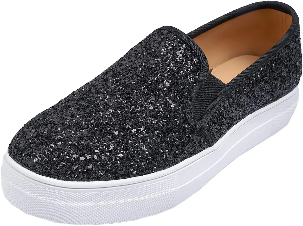 FEVERSOLE Women's Fashion Slip On Sneaker Casual Platform Loafers