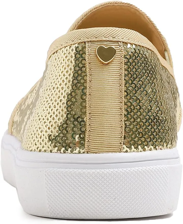 FEVERSOLE Women's Fashion Sparkle Sequin Embellished Sneaker Party Holiday Casual Shoes