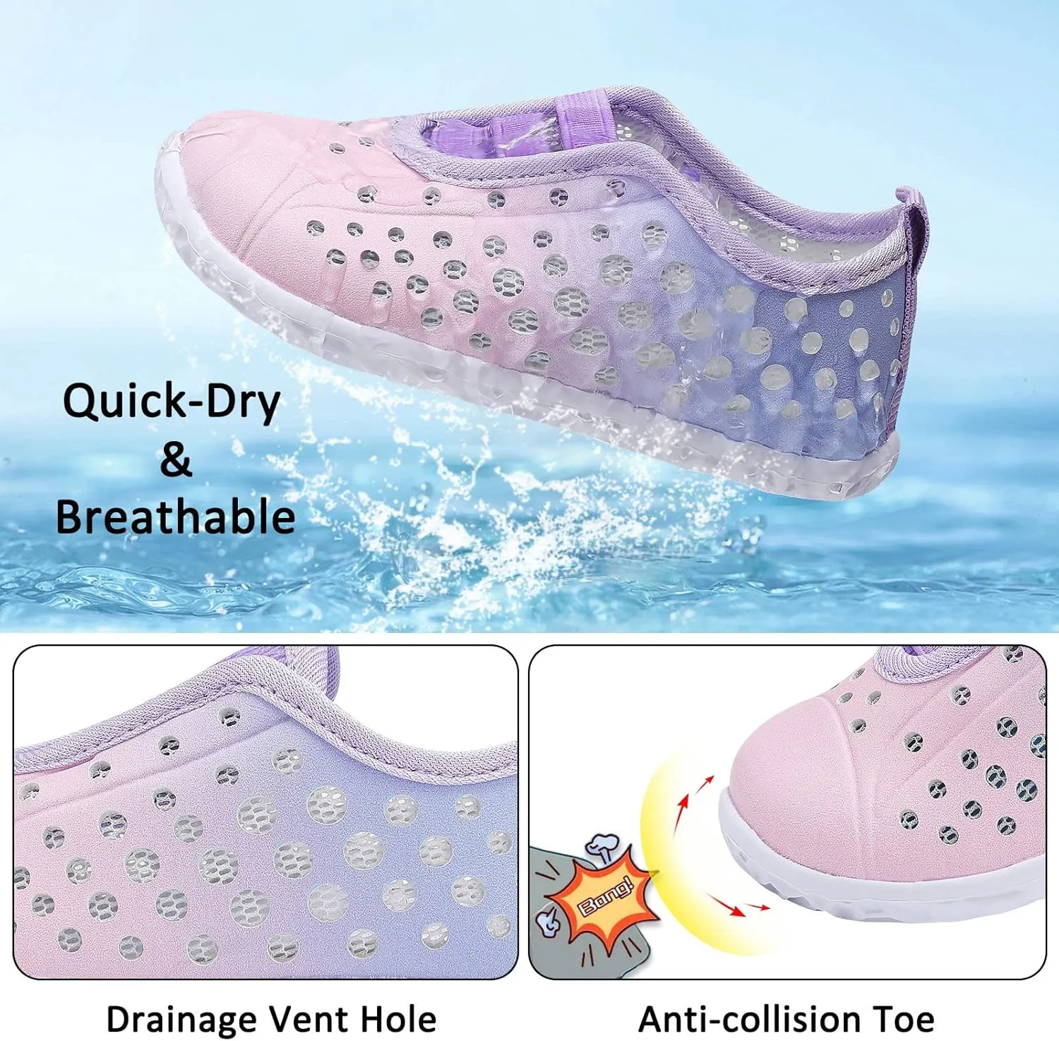 Fires Kids Water Shoes Boys Girls Quick Dry Breathable Barefoot Water Socks for Beach Swim Slip-on Sneakers Lightweight Flexible Toddler Sandals Indoor/Outdoor