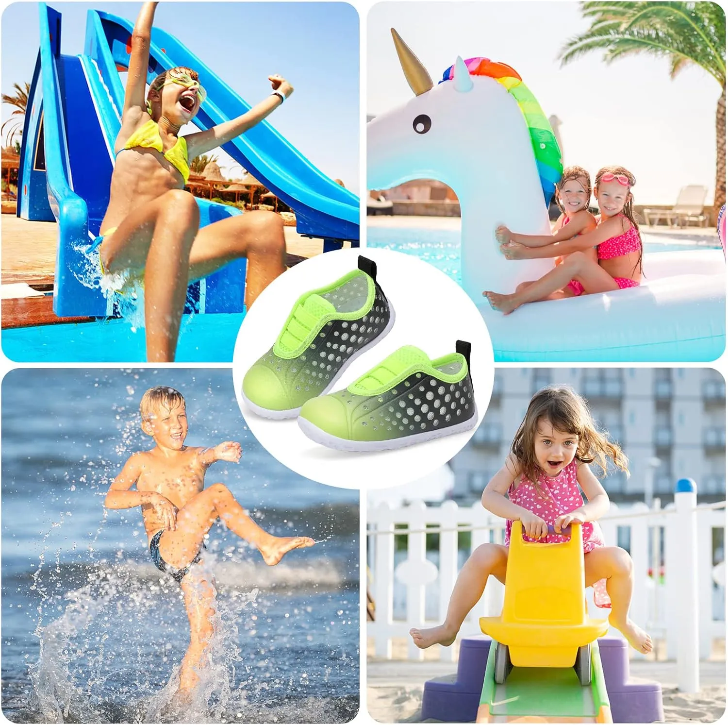 Fires Kids Water Shoes Boys Girls Quick Dry Breathable Barefoot Water Socks for Beach Swim Slip-on Sneakers Lightweight Flexible Toddler Sandals Indoor/Outdoor