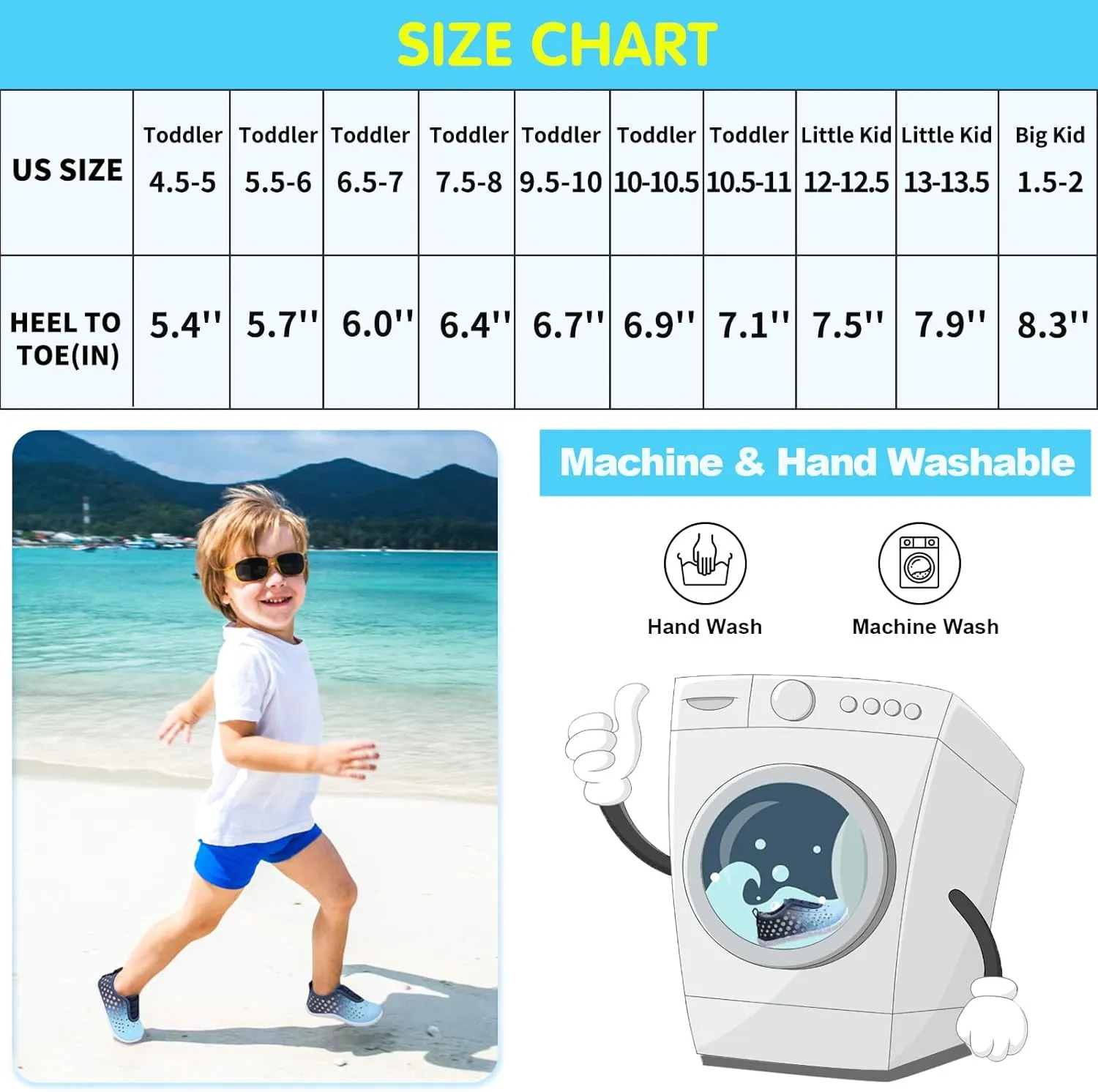 Fires Kids Water Shoes Boys Girls Quick Dry Breathable Barefoot Water Socks for Beach Swim Slip-on Sneakers Lightweight Flexible Toddler Sandals Indoor/Outdoor