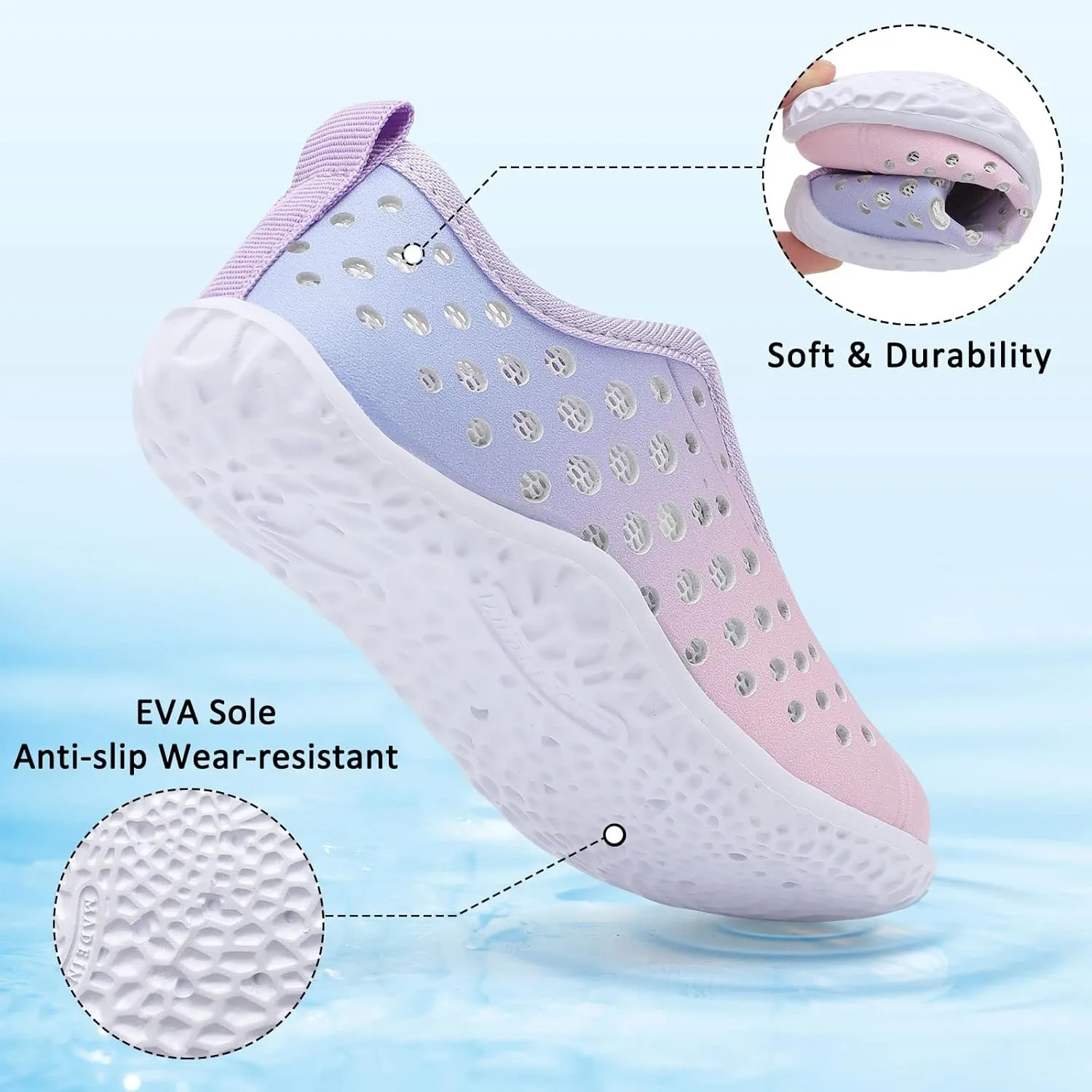 Fires Kids Water Shoes Boys Girls Quick Dry Breathable Barefoot Water Socks for Beach Swim Slip-on Sneakers Lightweight Flexible Toddler Sandals Indoor/Outdoor