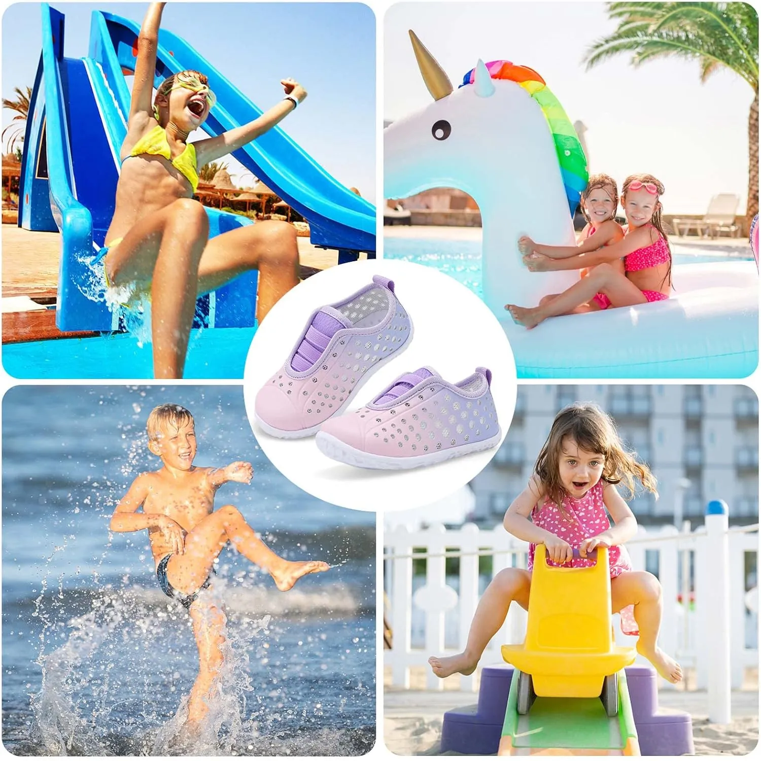Fires Kids Water Shoes Boys Girls Quick Dry Breathable Barefoot Water Socks for Beach Swim Slip-on Sneakers Lightweight Flexible Toddler Sandals Indoor/Outdoor
