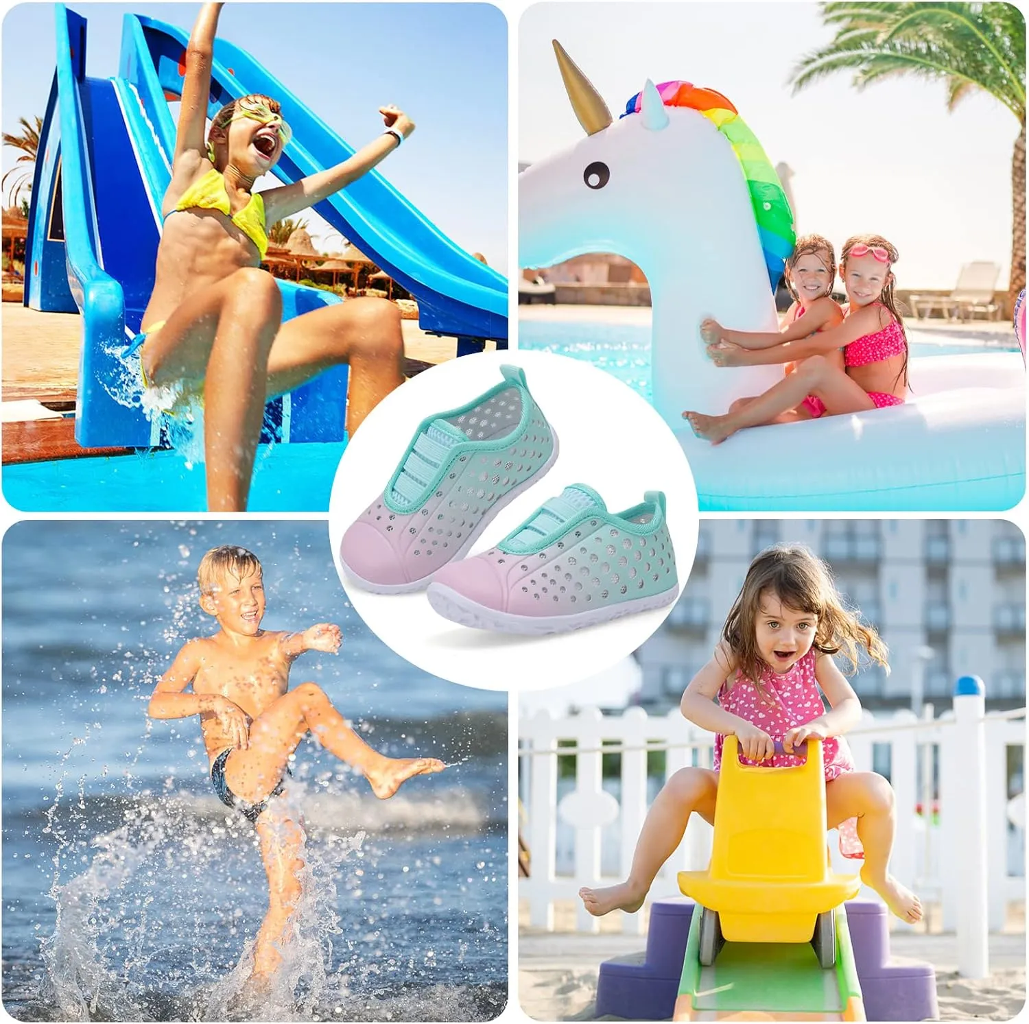 Fires Kids Water Shoes Boys Girls Quick Dry Breathable Barefoot Water Socks for Beach Swim Slip-on Sneakers Lightweight Flexible Toddler Sandals Indoor/Outdoor