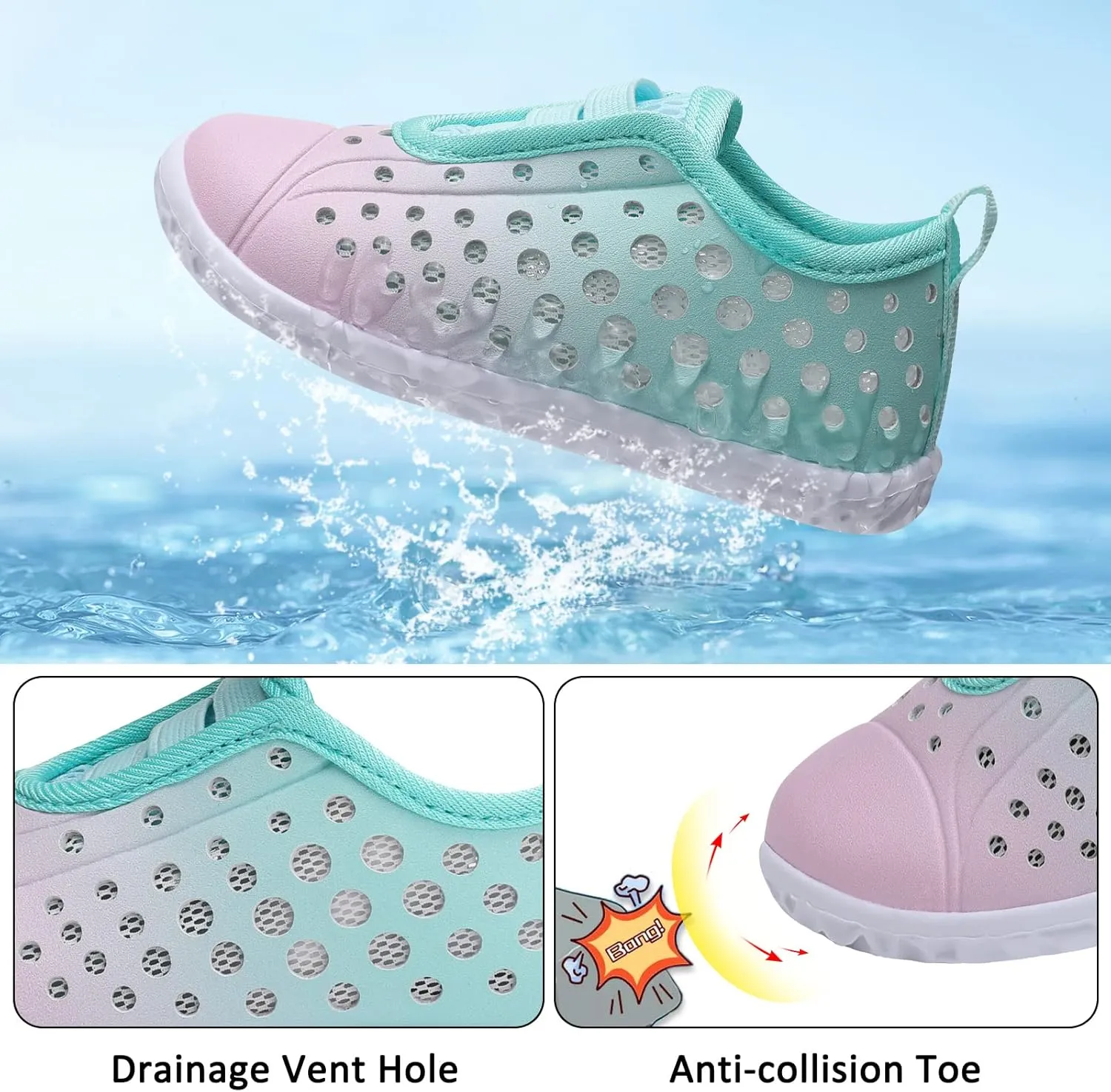 Fires Kids Water Shoes Boys Girls Quick Dry Breathable Barefoot Water Socks for Beach Swim Slip-on Sneakers Lightweight Flexible Toddler Sandals Indoor/Outdoor