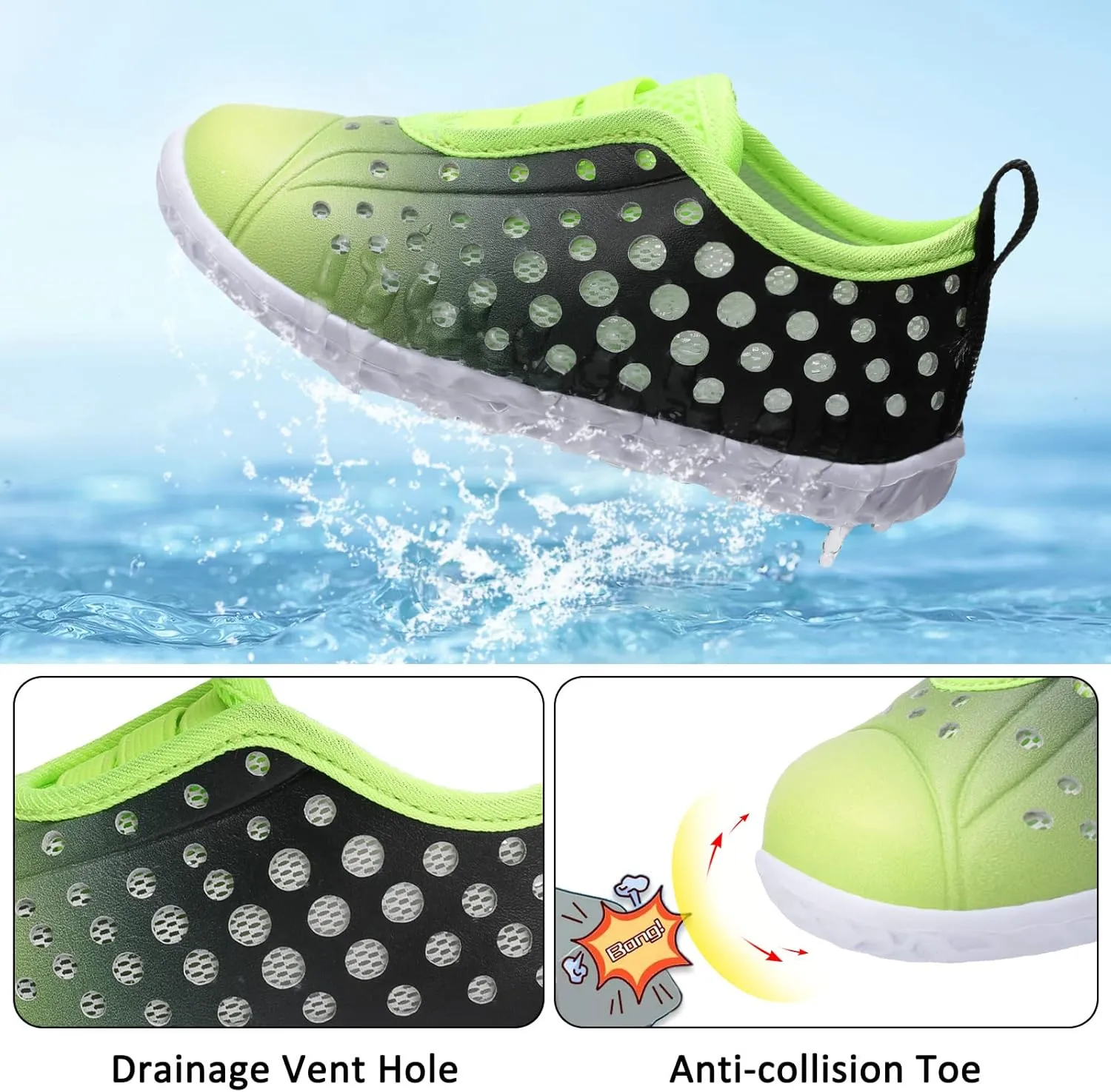 Fires Kids Water Shoes Boys Girls Quick Dry Breathable Barefoot Water Socks for Beach Swim Slip-on Sneakers Lightweight Flexible Toddler Sandals Indoor/Outdoor