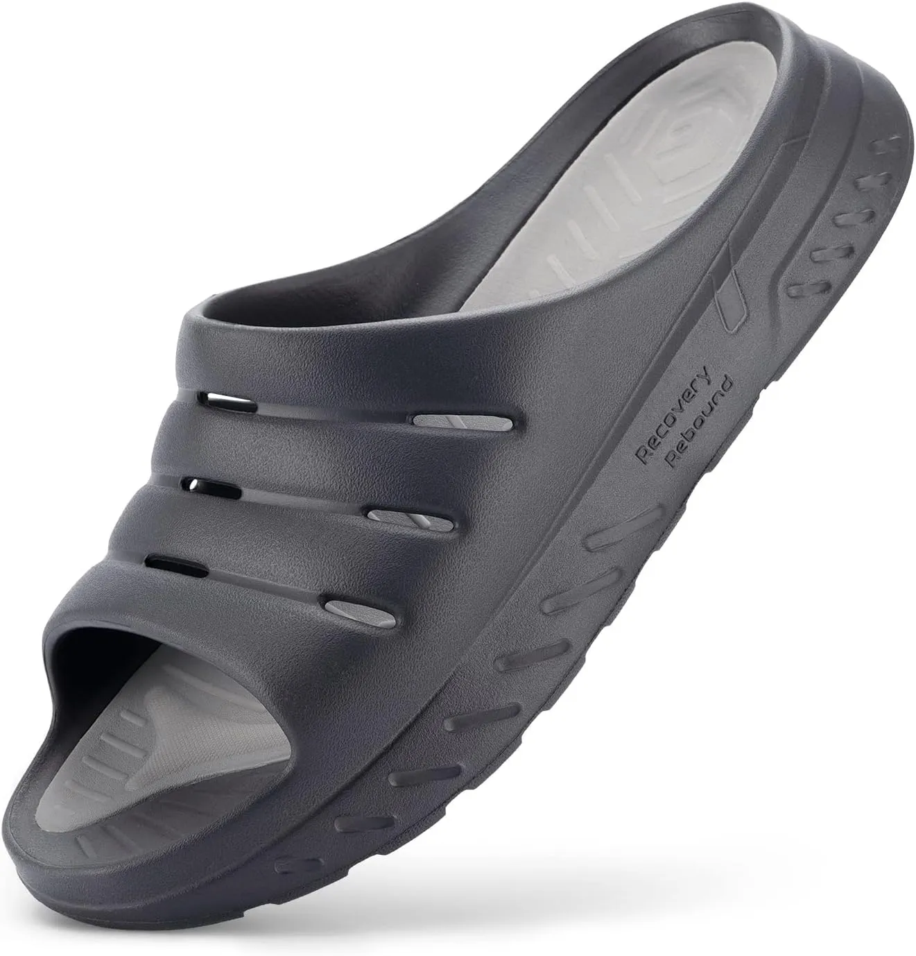 FitVille Men's Recovery Slide Sandals ArchMax Cushioned Athletic Sandals for All Day Comfort