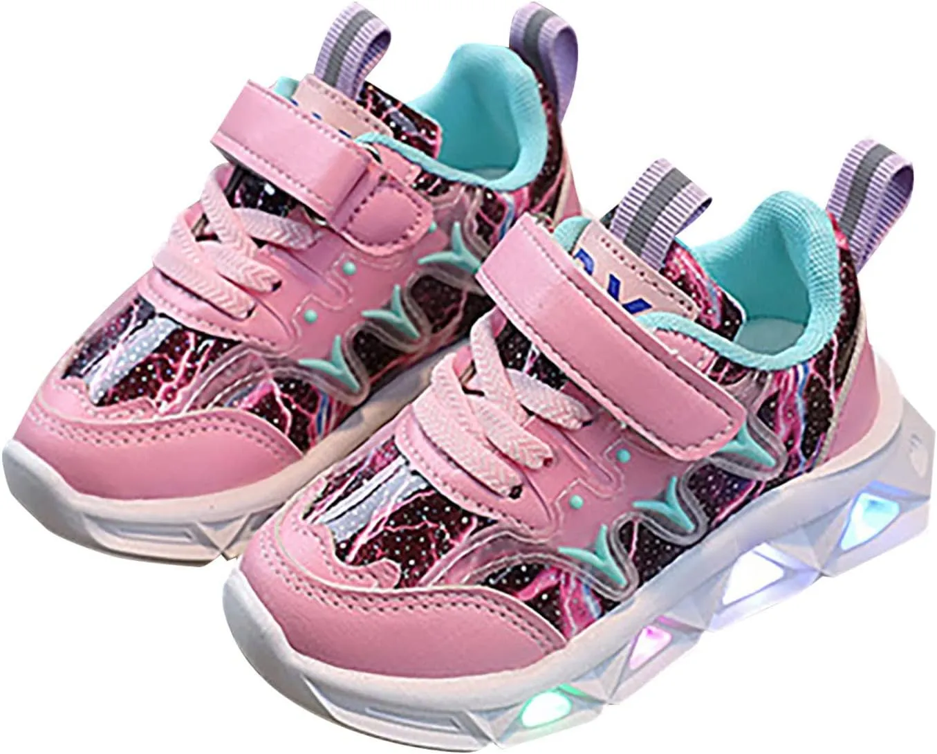 Flat Non Slip Light up Sneakers for Toddler Boys Baby Infant Lace Strap Lightweight First Walking Sport Shoes Fashion
