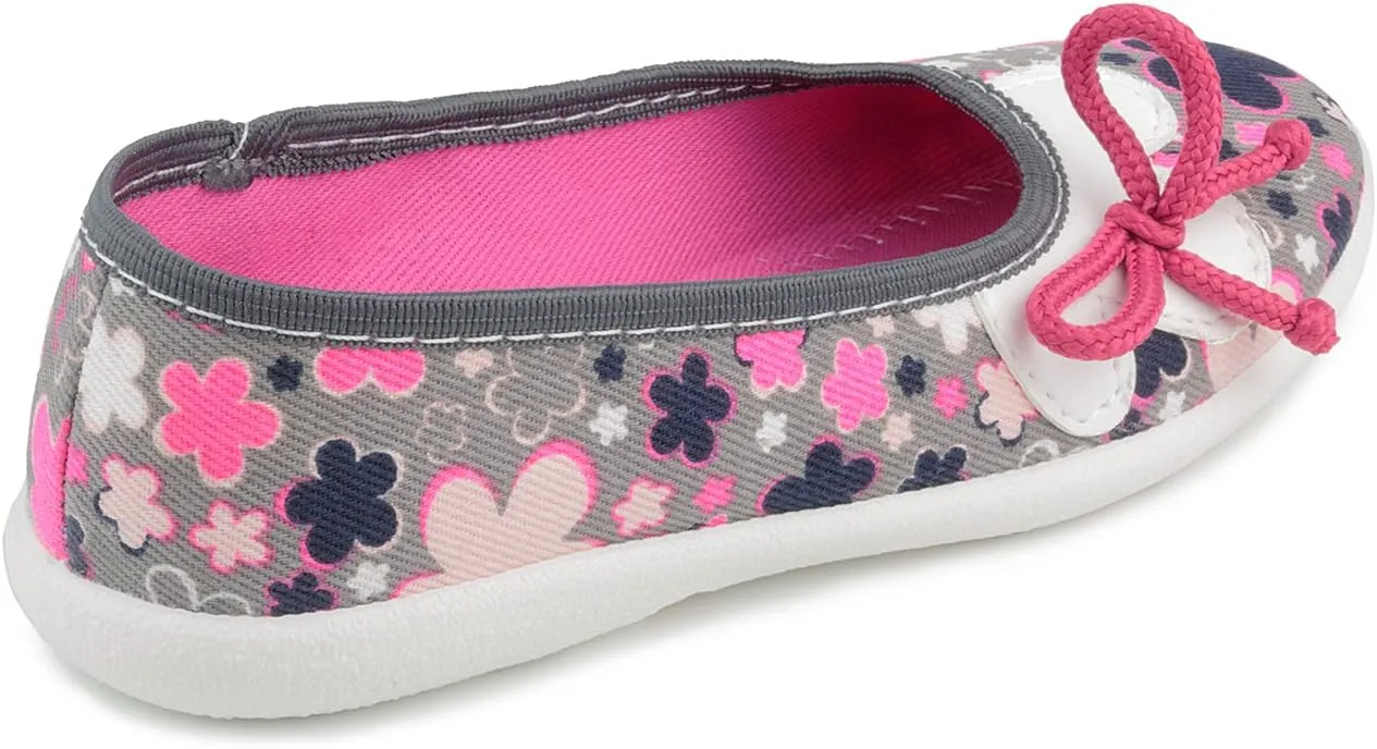 Girls Ballet Flats  Lightweight Canvas Slip-On Shoes, Non-Slip Rubber Sole, Breathable Toddler & Kids Shoes, Floral Casual Dress Shoes for School, Play, and Everyday Wear