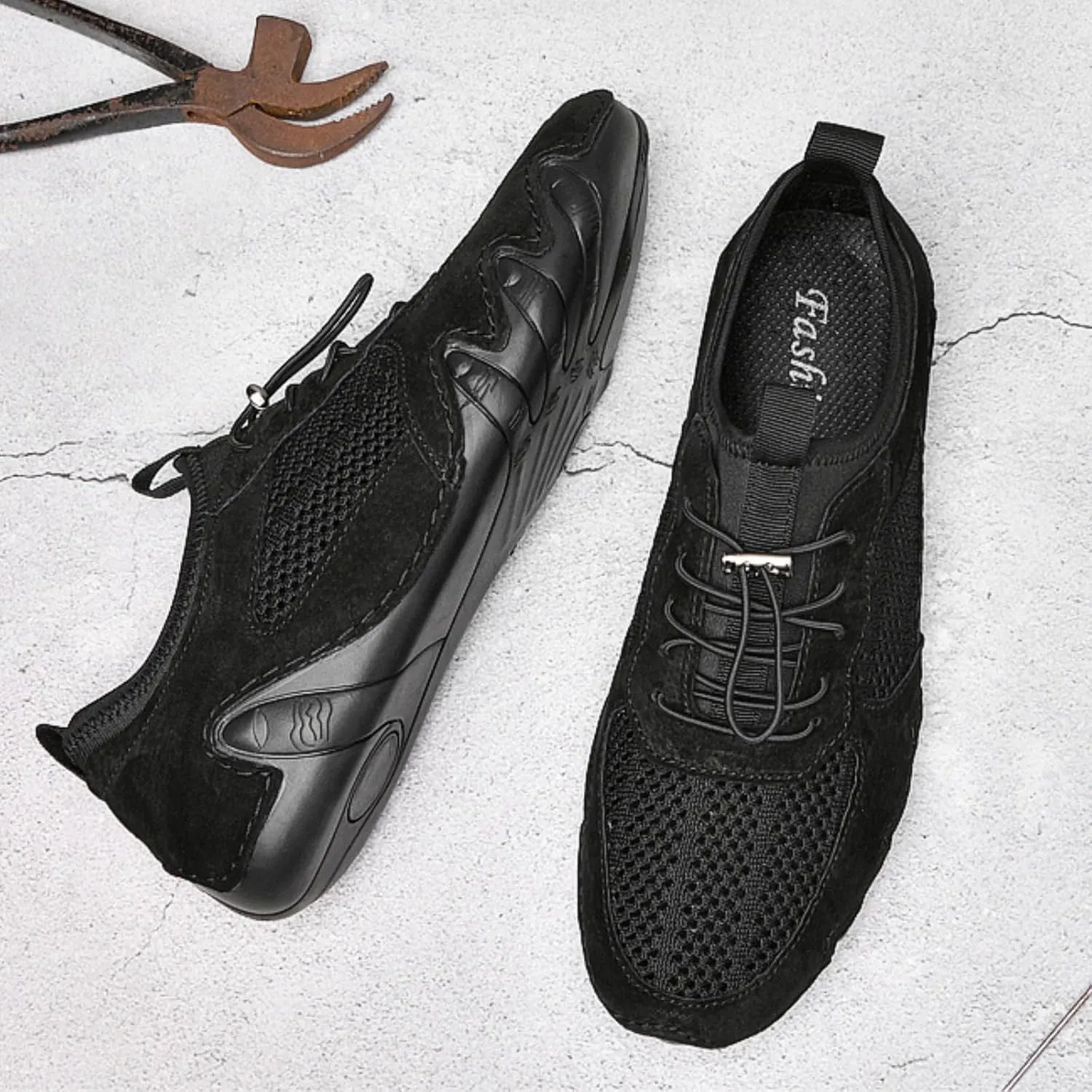 Handmade Men's Casual Driving Shoes - Breathable Mesh Slip-Ons for Walking, Driving & Daily Wear