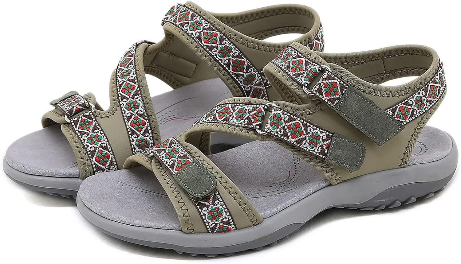 Hiking Sandals Women Waterproof Comfortable Walking Sandal with Adjustable Hook and Loop Strap Summer Beach Outdoor Water Shoes