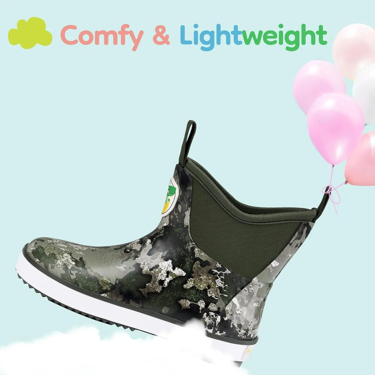 HISEA Kid's Deck Boots Waterproof Lightweight Ankle Rain Boots for Boys Girls Rubber Boots Non-slip Child Rain Shoes