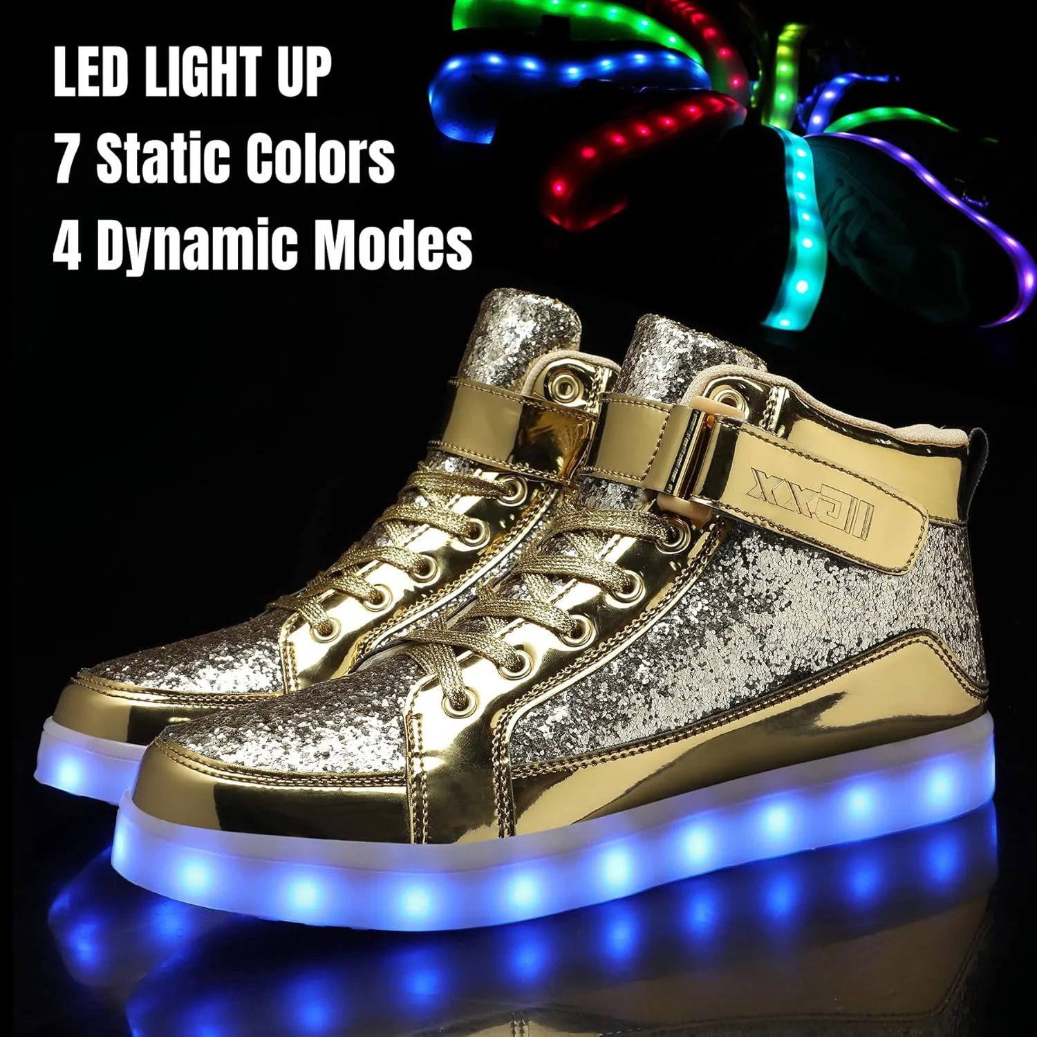 IGxx LED Shoes for Kids Light Up Shoes Boys Girls Fashion High Top LED Lights Sneakers Kids Glowing