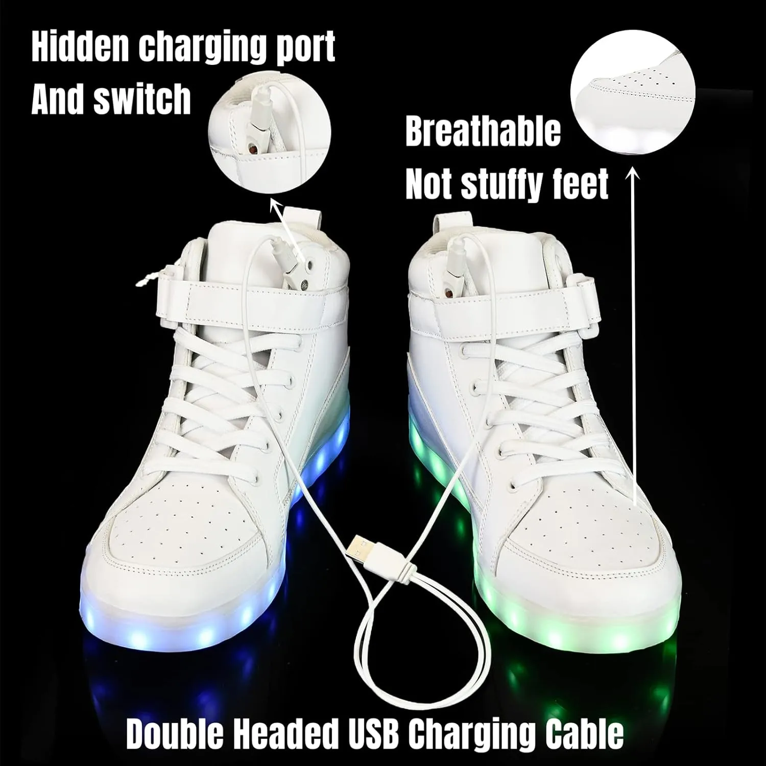 IGxx LED Shoes for Kids Light Up Shoes Boys Girls Fashion High Top LED Lights Sneakers Kids Glowing