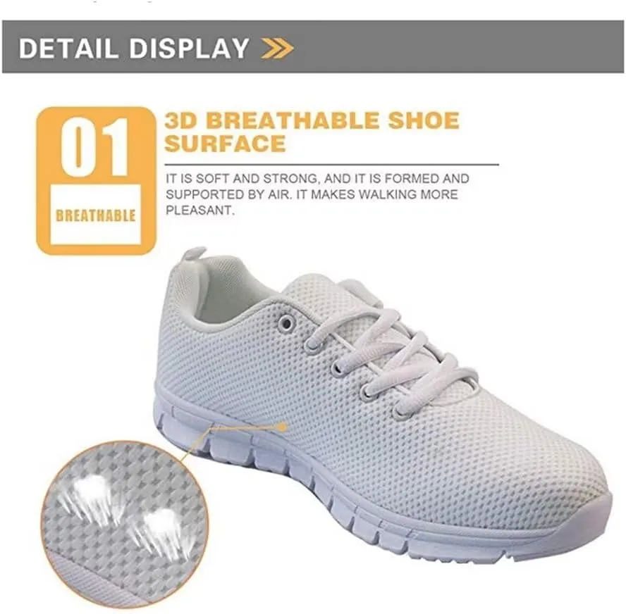 Jeiento Unisex Outdoor Running Shoes - White With Multicolor - Women, Men, Teenager - Non Slip, Breathable, Flexible - Running, Workouts - Casual, Spring, Summer, Fall