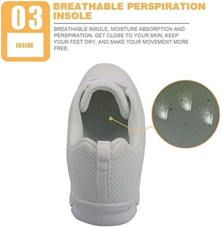 Jeiento Unisex Outdoor Running Shoes - White With Multicolor - Women, Men, Teenager - Non Slip, Breathable, Flexible - Running, Workouts - Casual, Spring, Summer, Fall