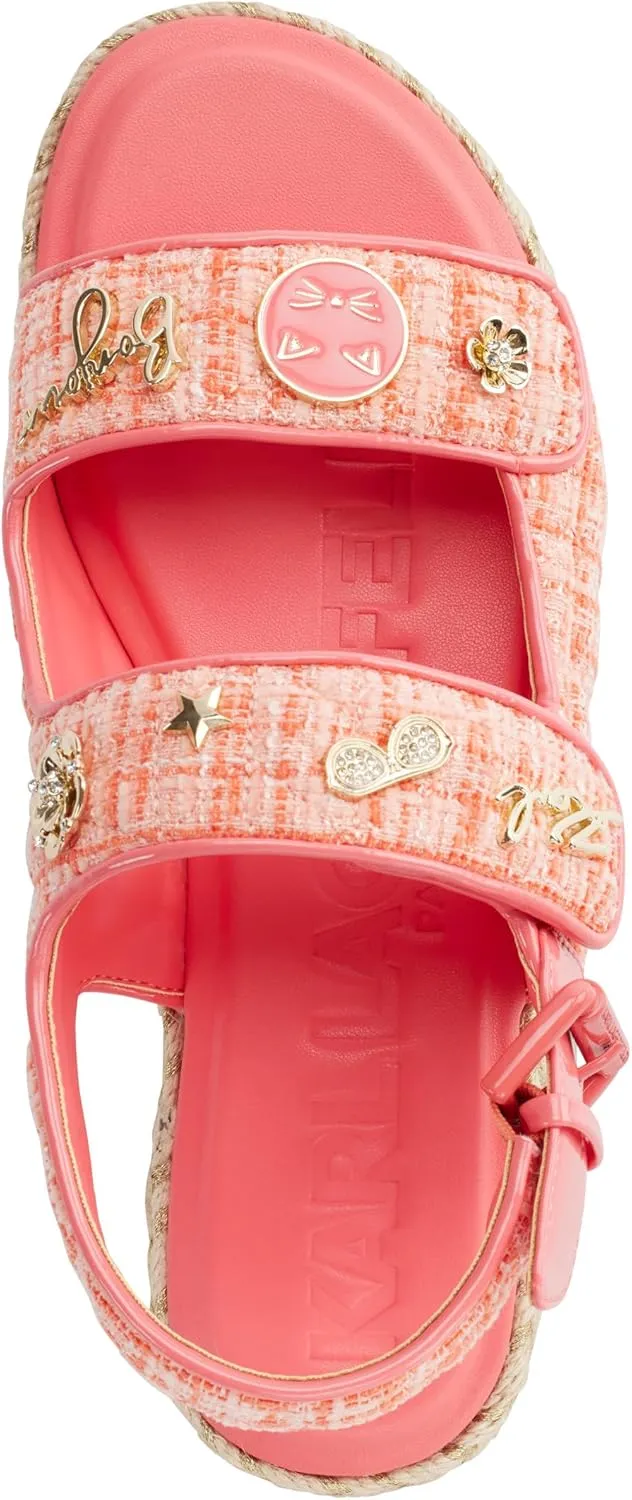 Karl Lagerfeld Paris Women's Cushioned Insole Everyday Charlay-Ankle Strappy Sandal Flat
