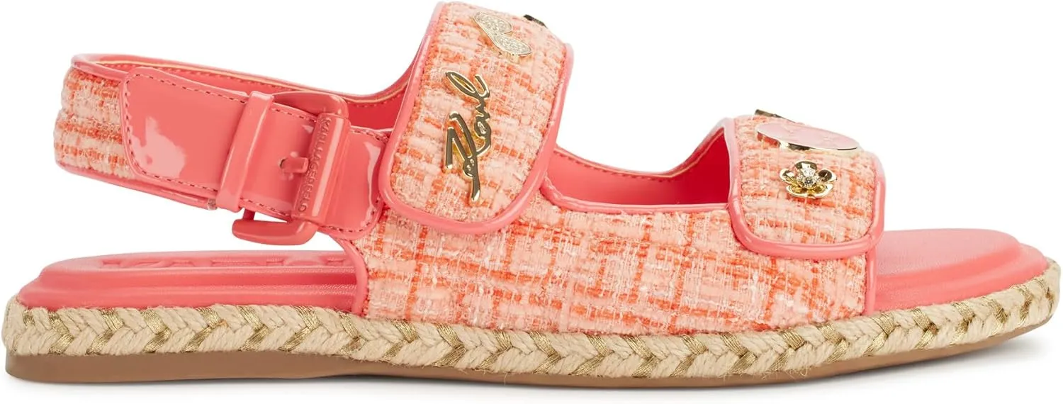 Karl Lagerfeld Paris Women's Cushioned Insole Everyday Charlay-Ankle Strappy Sandal Flat