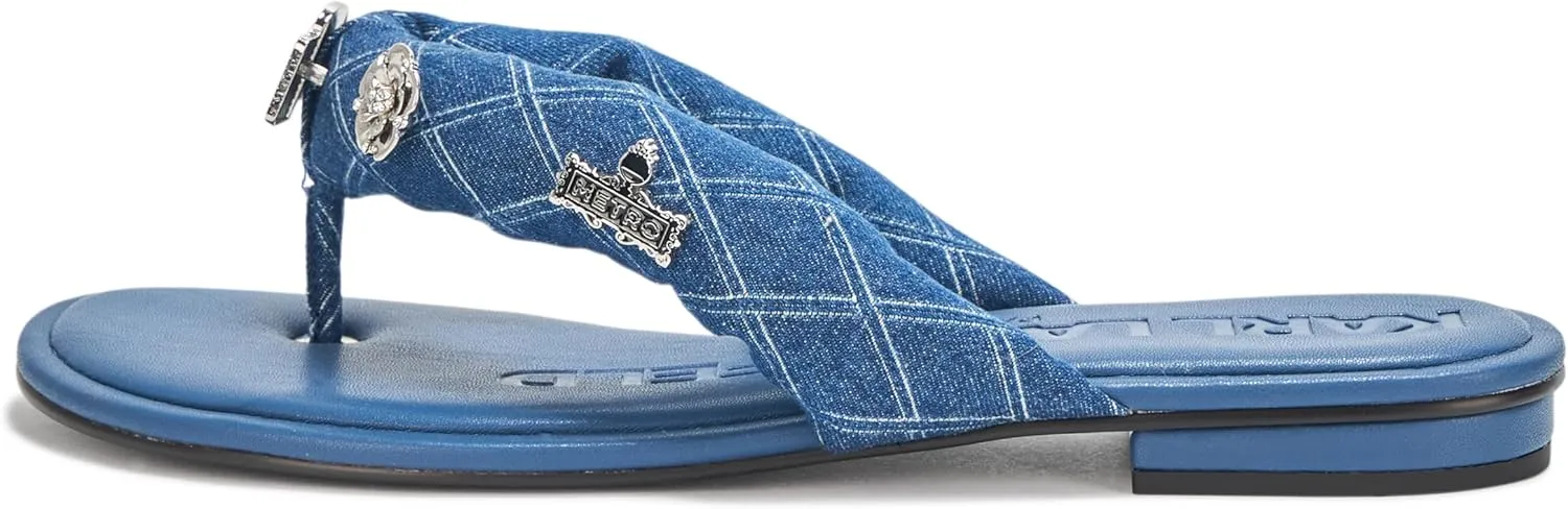 Karl Lagerfeld Paris Women's Everyday Cushioned Insole Ceejay Rue Pins-Flat Slide Sandal