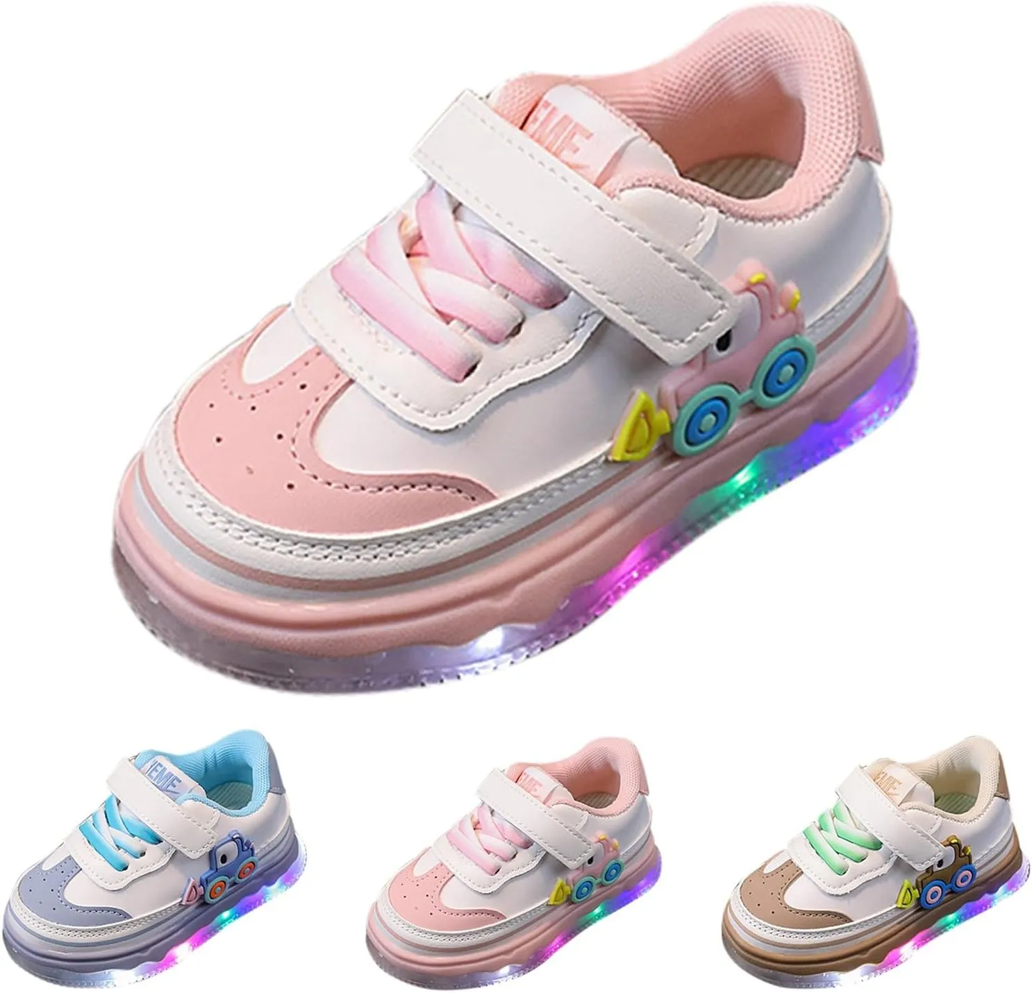 Kids Light Up Flashing Sneaker Athletic Running Shoes Lace-Up Luminous Trainer for Little Girls Boys Casual Shoes