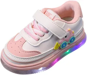 Kids Light Up Flashing Sneaker Athletic Running Shoes Lace-Up Luminous Trainer for Little Girls Boys Casual Shoes