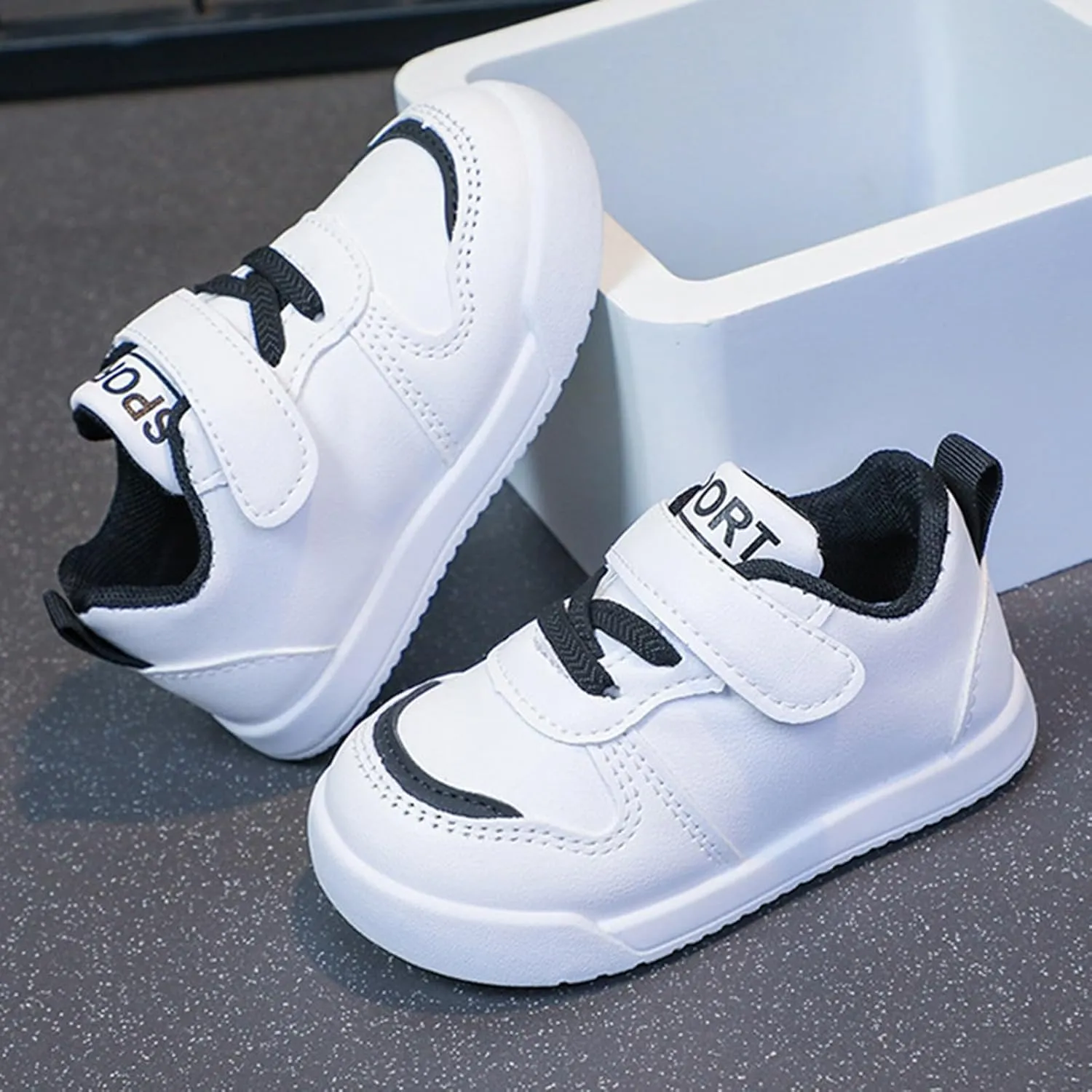 Kids Running Sport Shoes Baby Boys Girls Hook and Loops Ankle Flat Sneaker Light Breathable Comfy Casual Shoes Fashion