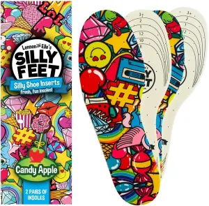 Kids Shoe Insoles Candy Apple Scented Soft Foam Replacement Inserts for Toddler and Child Shoes 2 Pairs Cut-to-Fit Comfortable Insoles for Kids' Sneakers and Everyday Footwear