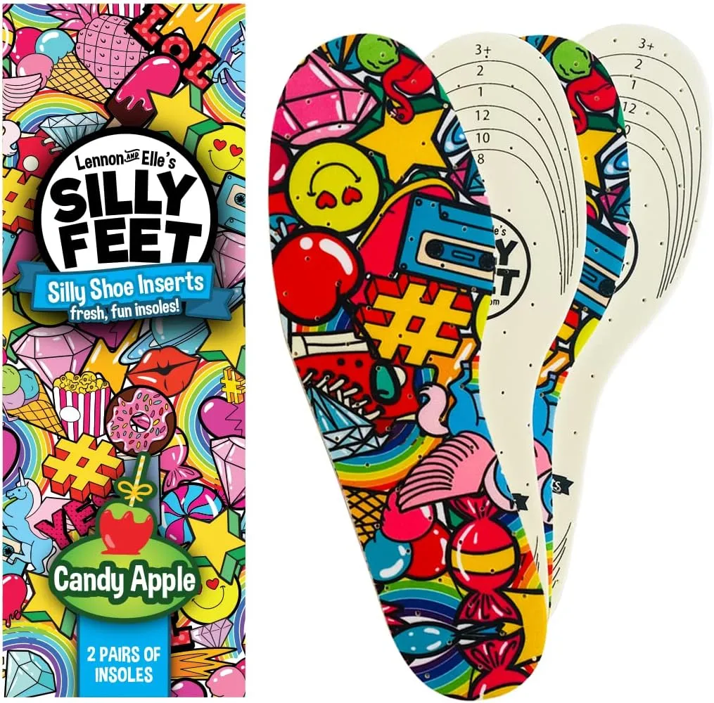 Kids Shoe Insoles Candy Apple Scented Soft Foam Replacement Inserts for Toddler and Child Shoes 2 Pairs Cut-to-Fit Comfortable Insoles for Kids' Sneakers and Everyday Footwear