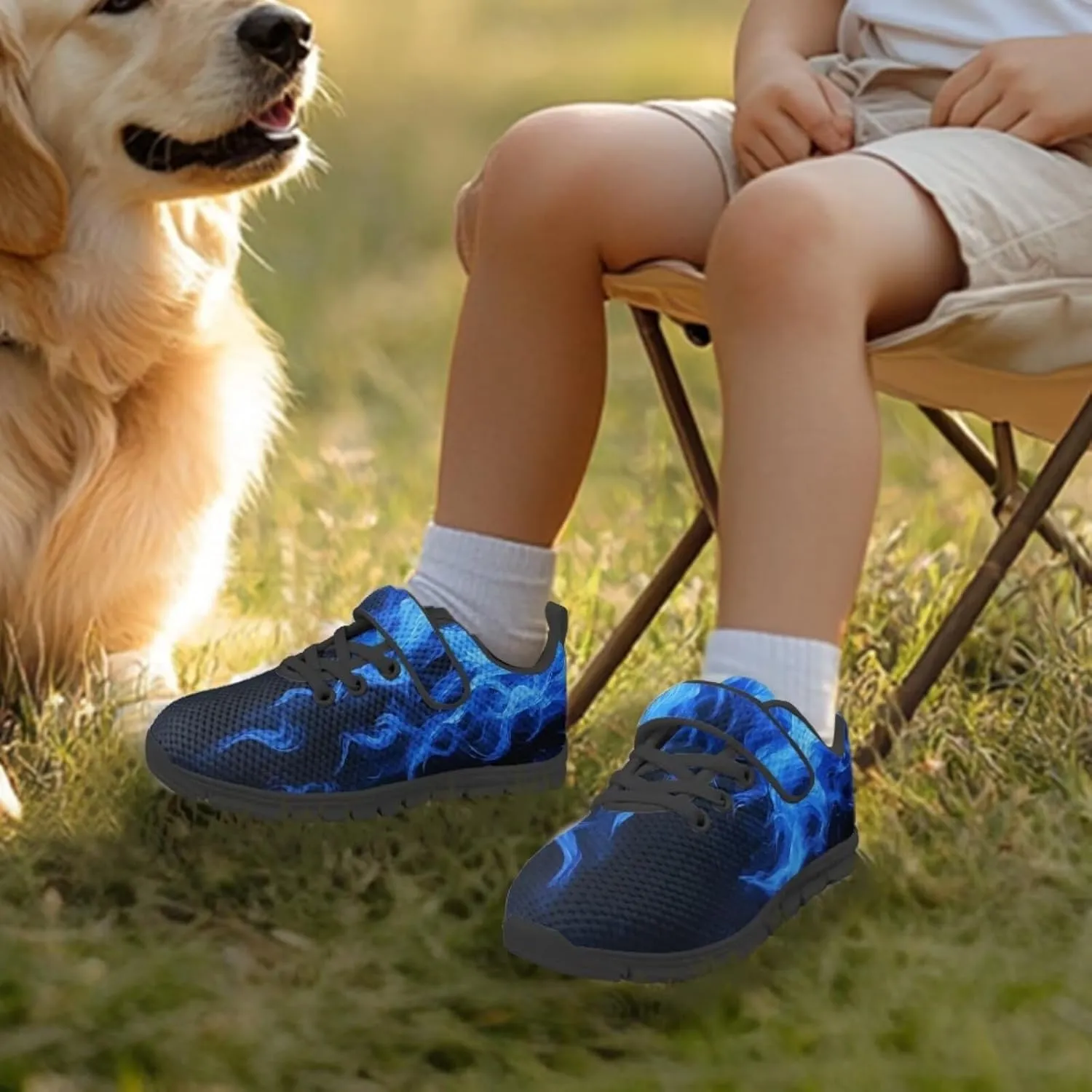 Kids Sneakers Boys Cool Print Running Tennis Shoes Lightweight Breathable Sport Athletic Shoes with One Strap