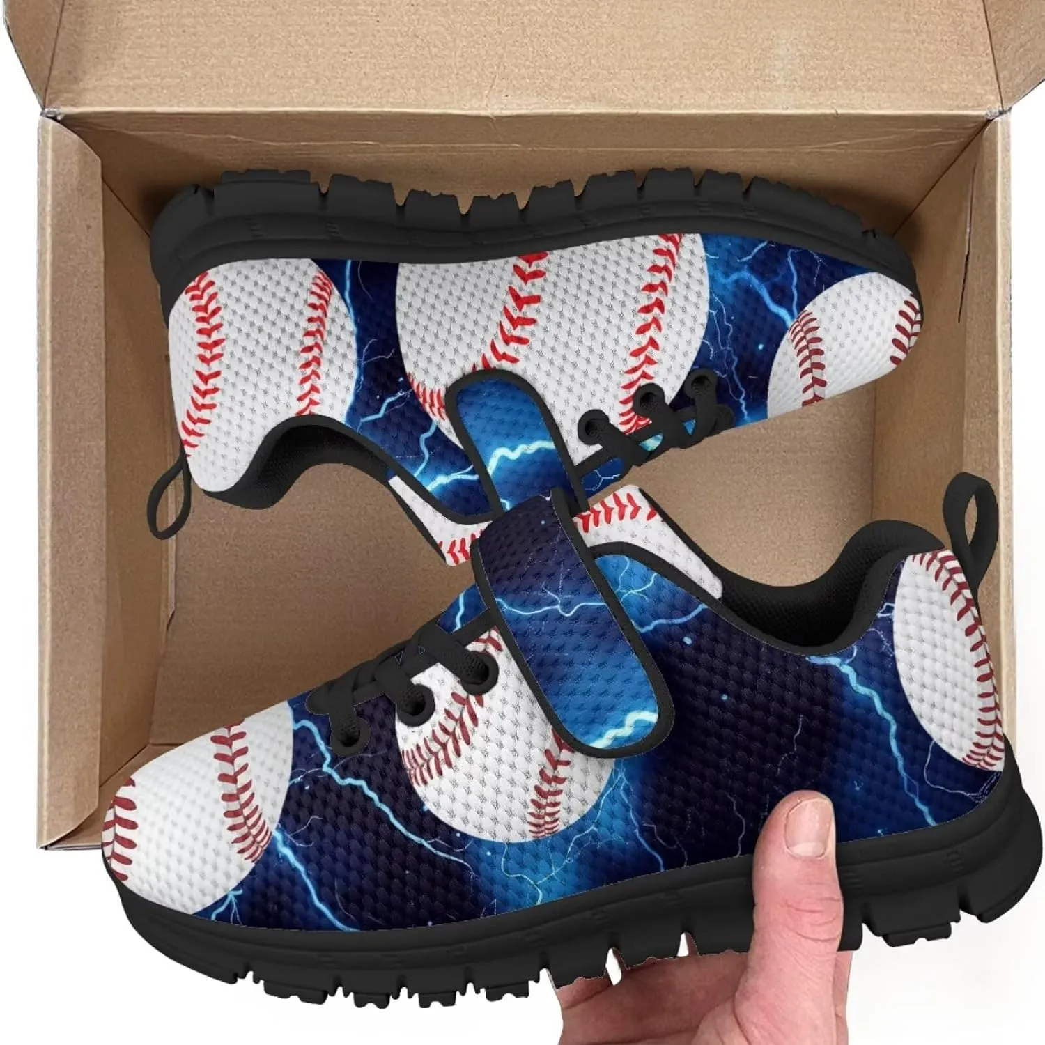 Kids Sneakers Boys Cool Print Running Tennis Shoes Lightweight Breathable Sport Athletic Shoes with One Strap