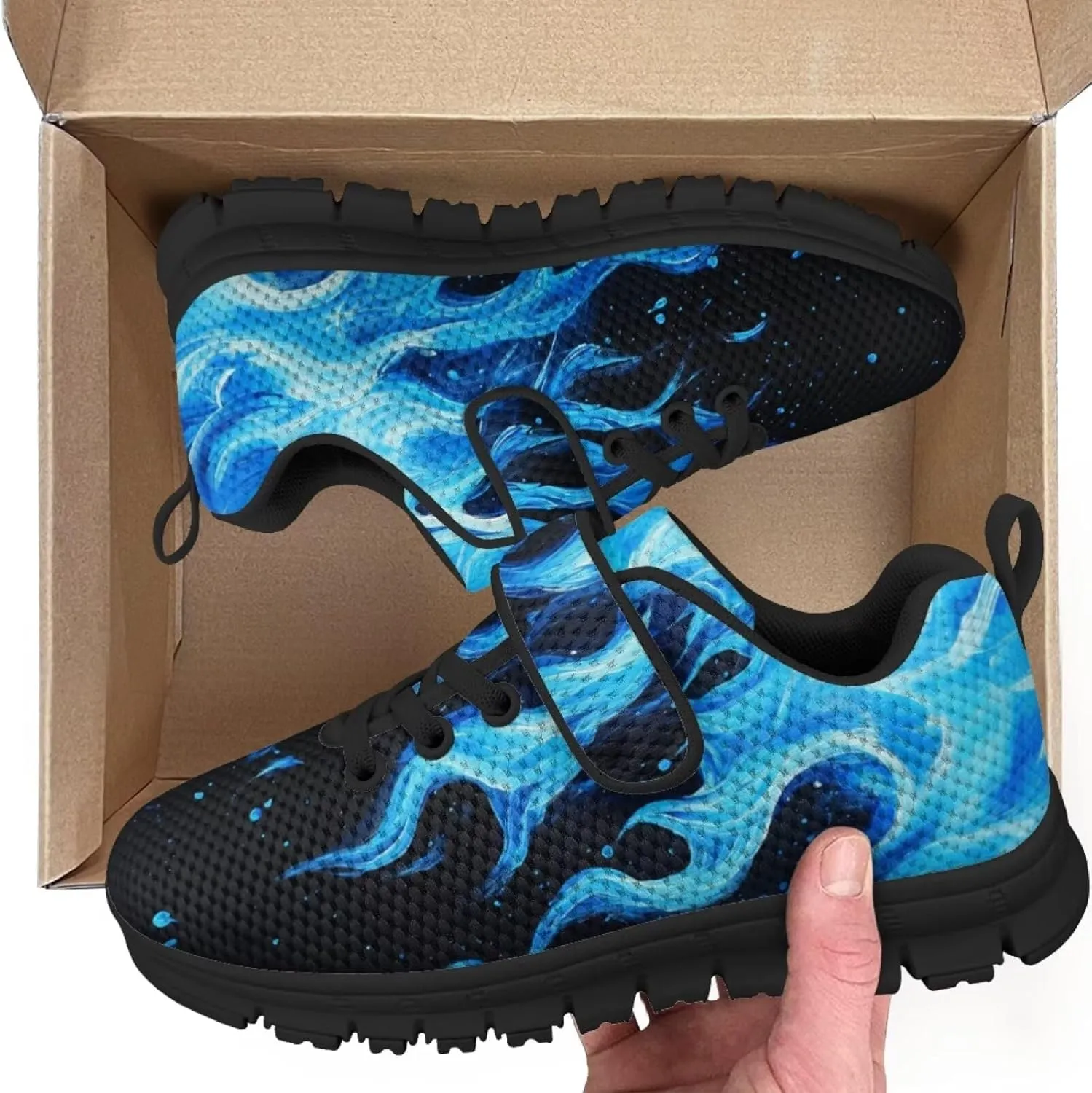 Kids Sneakers Boys Cool Print Running Tennis Shoes Lightweight Breathable Sport Athletic Shoes with One Strap