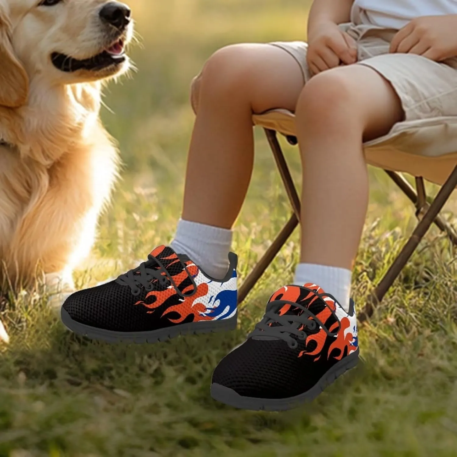 Kids Sneakers Boys Cool Print Running Tennis Shoes Lightweight Breathable Sport Athletic Shoes with One Strap