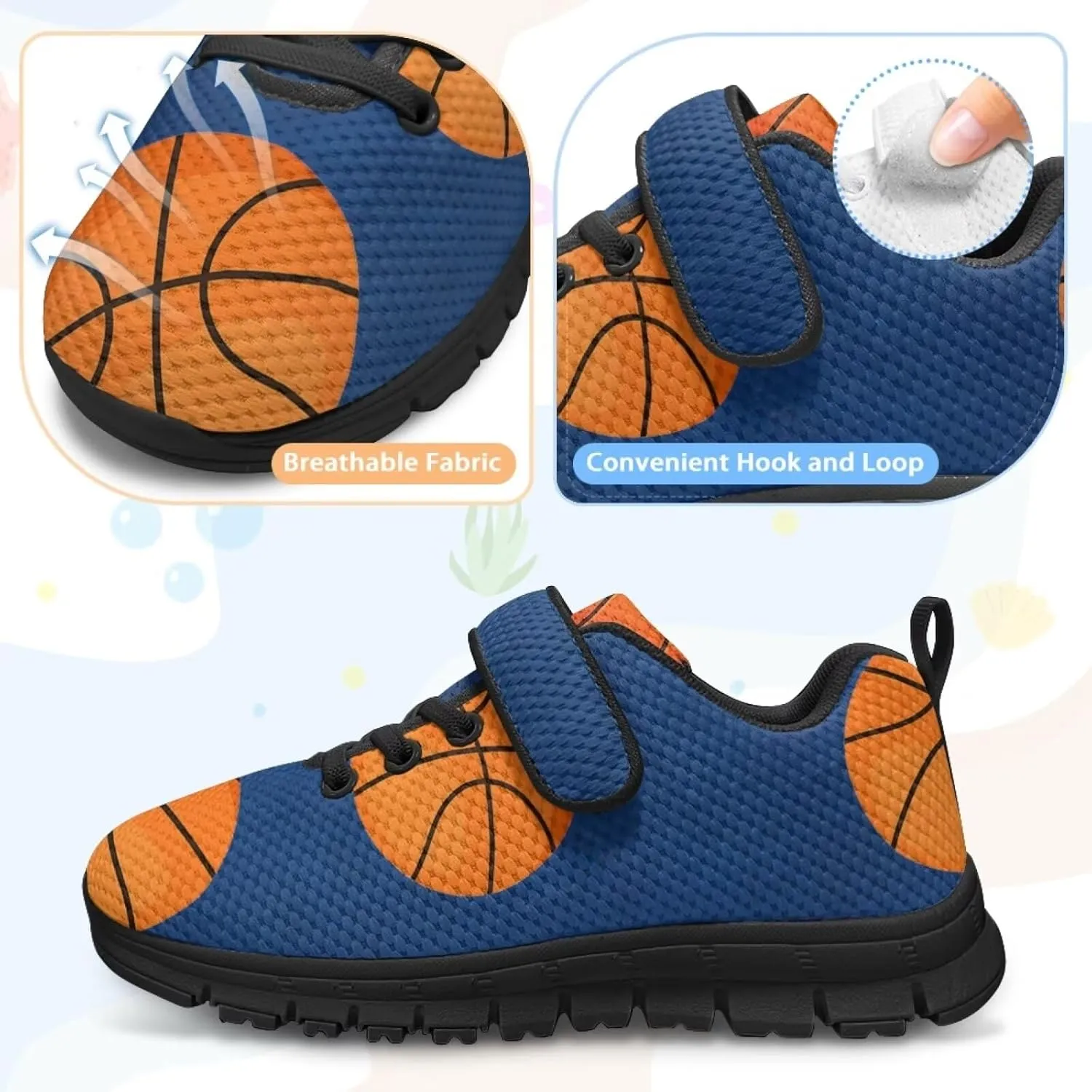 Kids Sneakers Boys Cool Print Running Tennis Shoes Lightweight Breathable Sport Athletic Shoes with One Strap