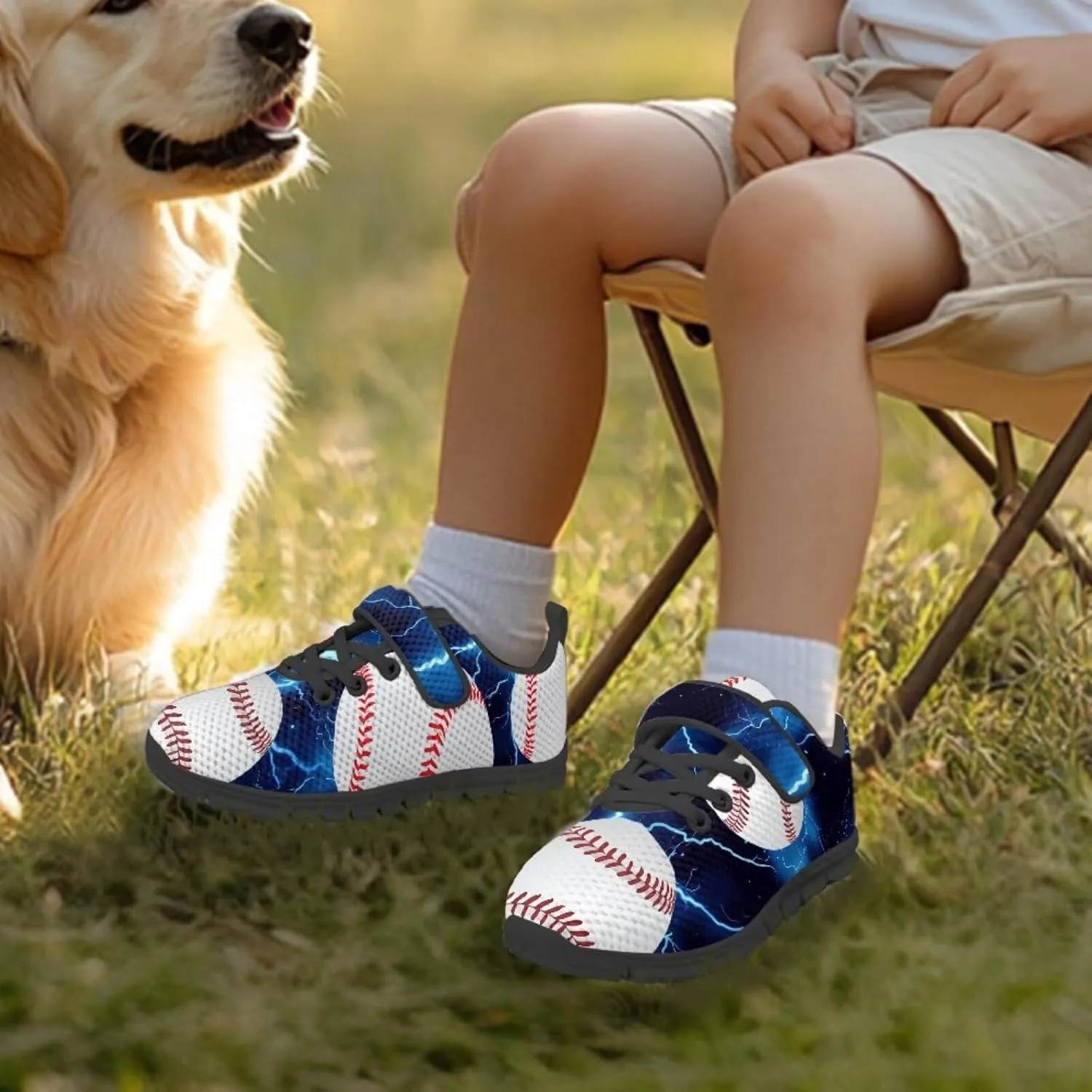 Kids Sneakers Boys Cool Print Running Tennis Shoes Lightweight Breathable Sport Athletic Shoes with One Strap