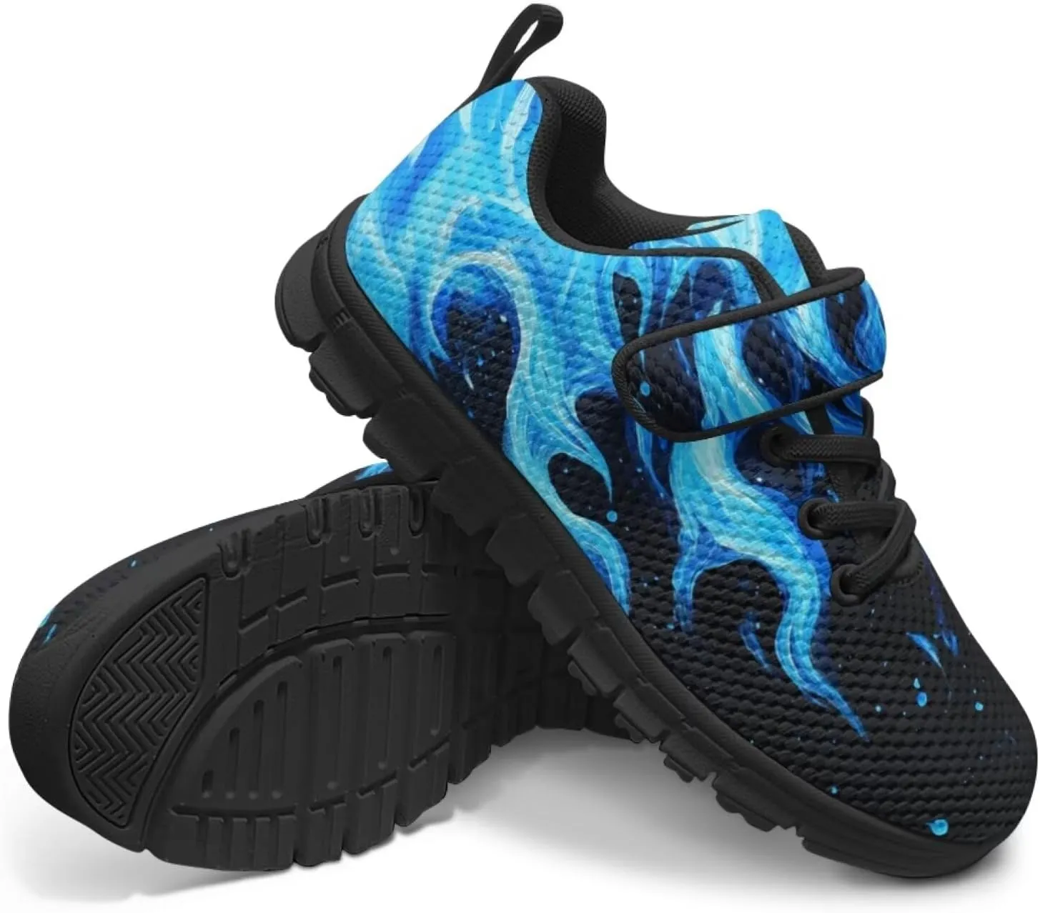 Kids Sneakers Boys Cool Print Running Tennis Shoes Lightweight Breathable Sport Athletic Shoes with One Strap