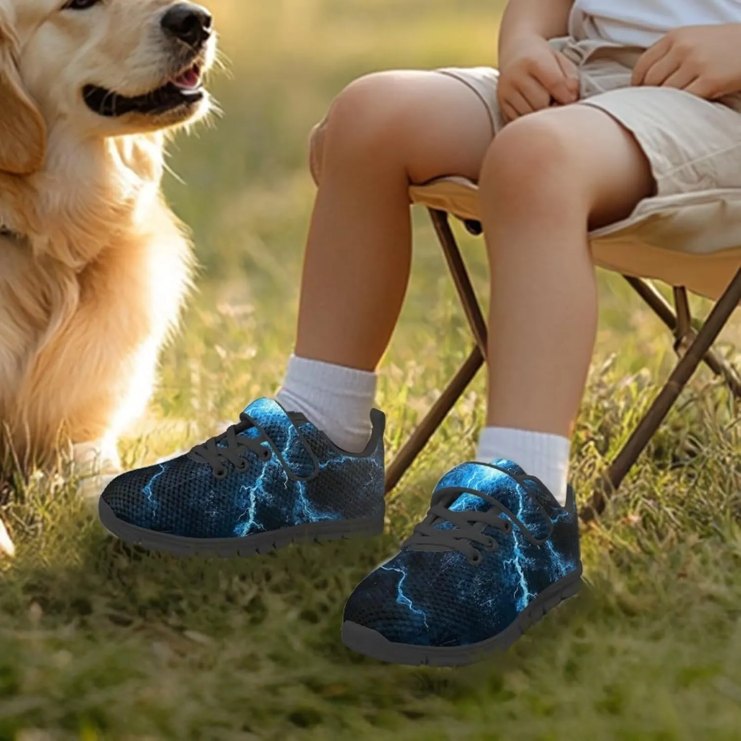 Kids Sneakers Boys Cool Print Running Tennis Shoes Lightweight Breathable Sport Athletic Shoes with One Strap